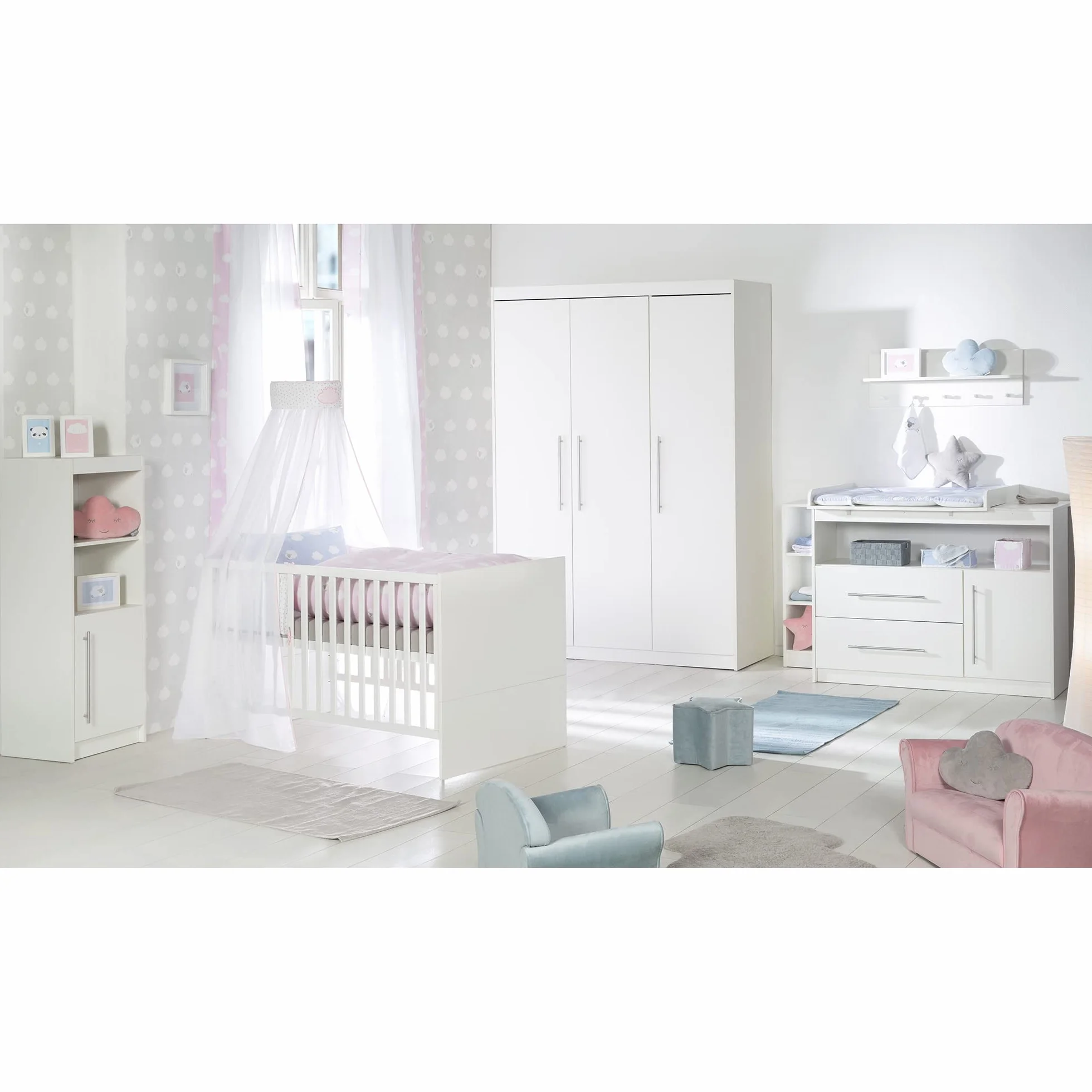 roba Babymöbel Maren Lot de 2 pièces Lit d'enfant 70 x 140 cm transformable commode à langer Blanc