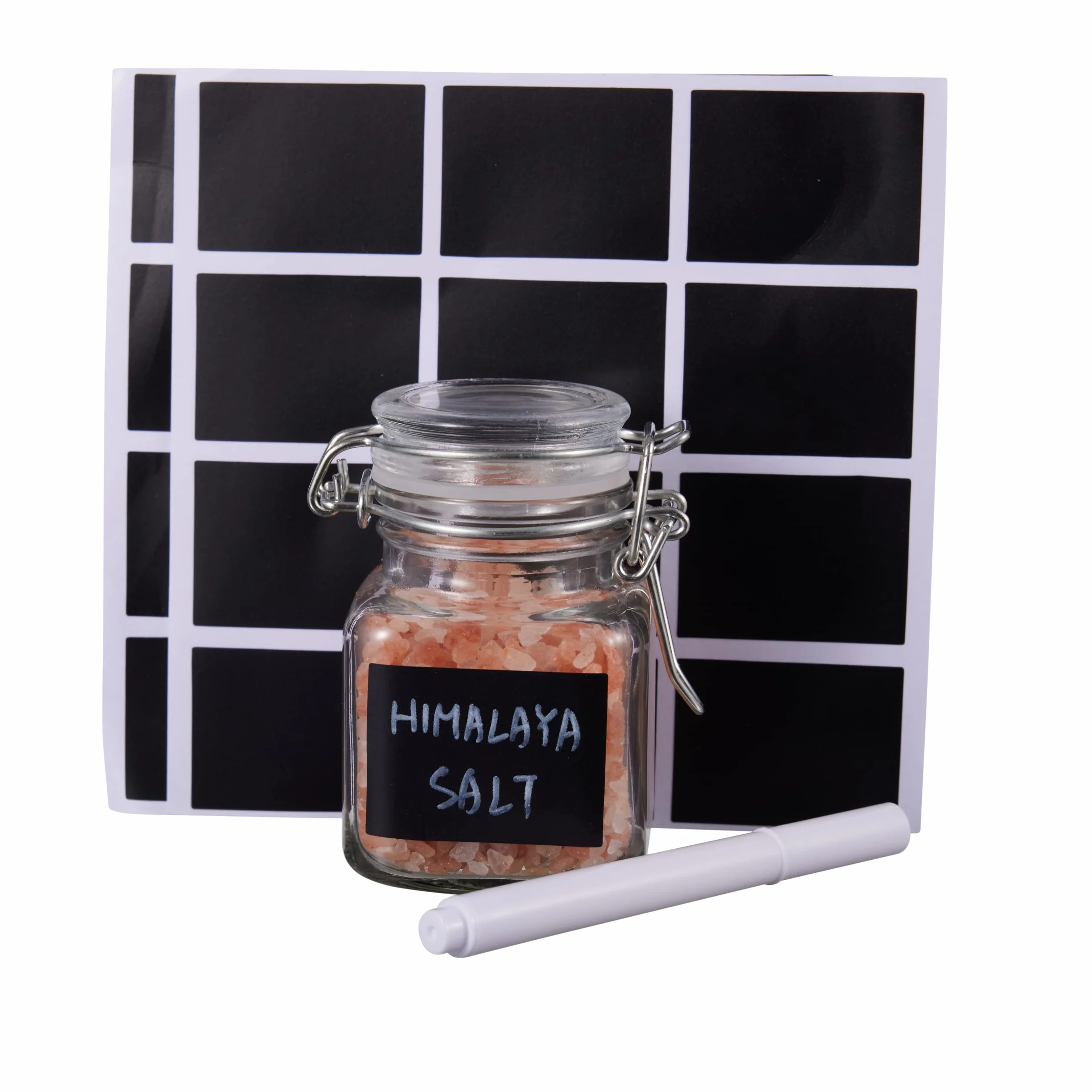 Mini Pots à Épices en Verre Hermétique 100ml avec Clip, Étiquettes & Stylo à Craie - Rangement Cuisine
