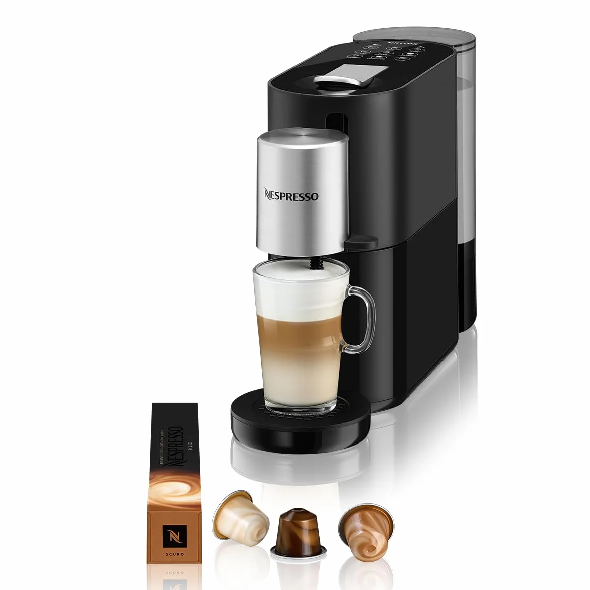 Nespresso Krups Machine à Café Atelier, 19 Bars + Kit de Bienvenue, Design Moderne, Expresso, Lungo et Recette Lactées, Arrêt Automatique, YY4355FD