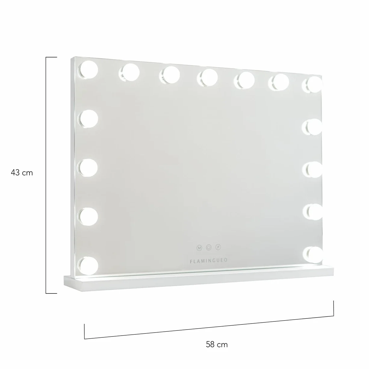 Flamingueo Miroir Coiffeuse Lumineux Bande LED 3 Modes Intensité Réglable Contrôle Tactile Blanc 58x12x43cm