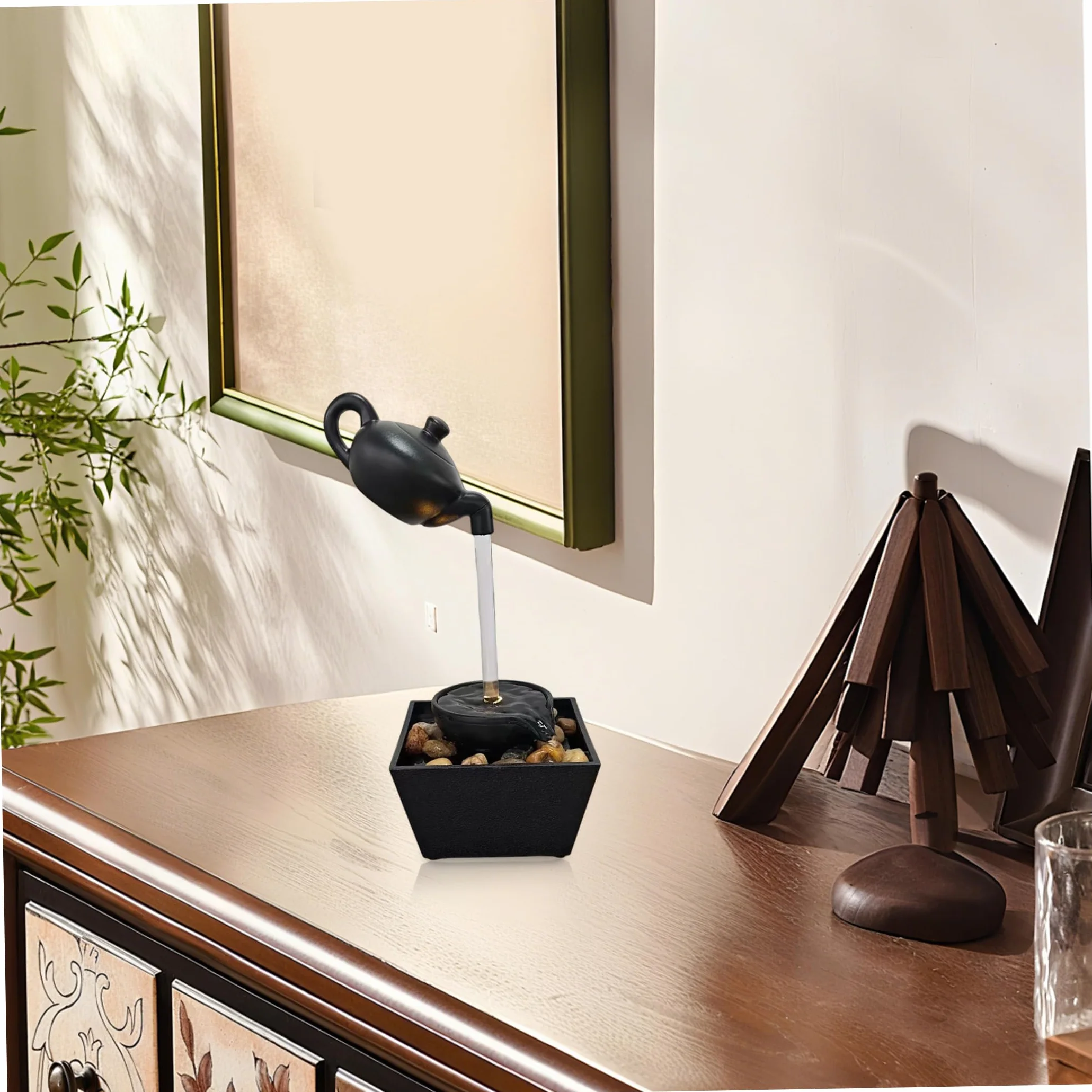 Fontaine Cascade d'intérieur LED USB-C pour Table, théière Flottante 4,7x4,7x11 Pouces