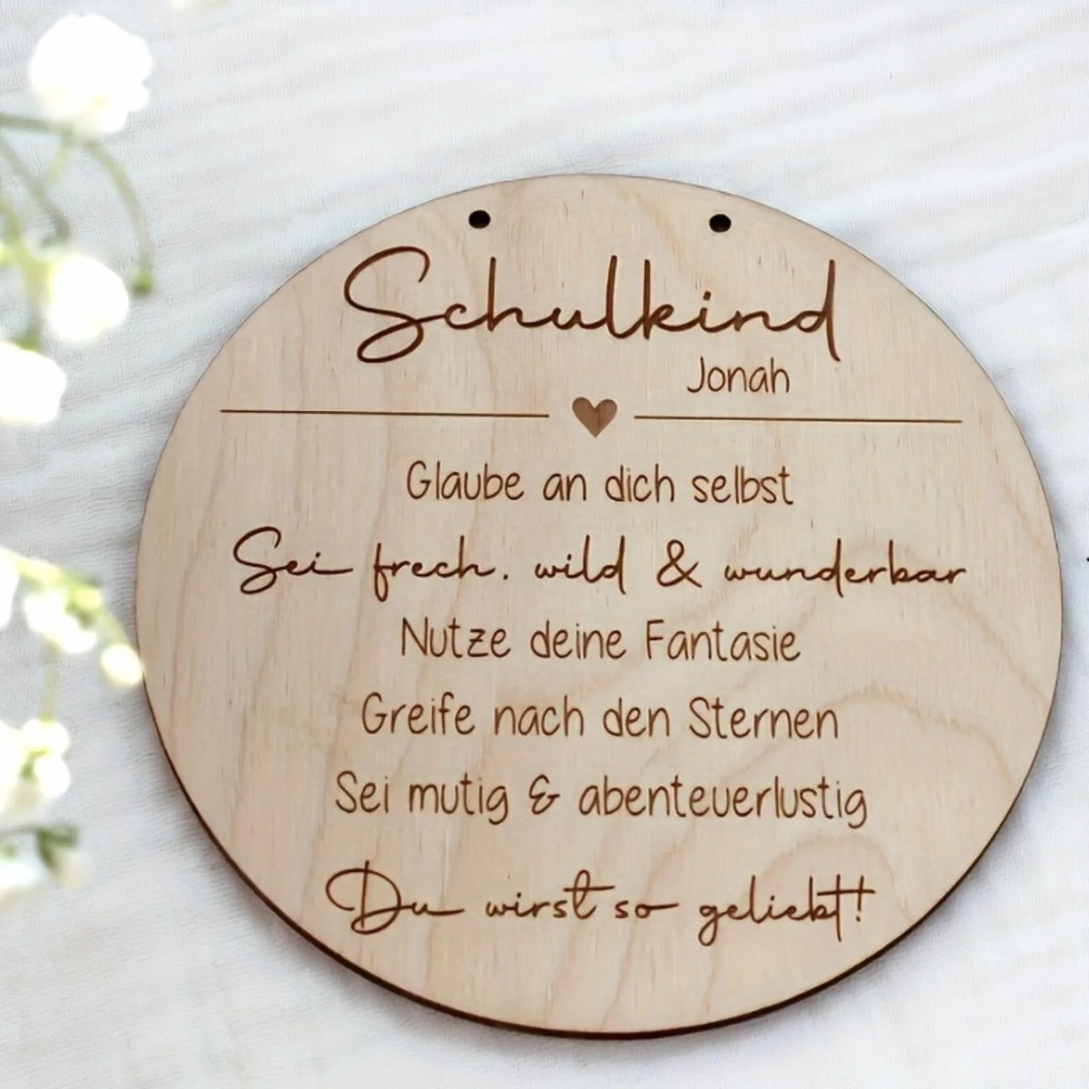 Plaque commémorative ronde en bois pour bébé Bonjour mot circulaire nouveau-né mensuel Photo Prop