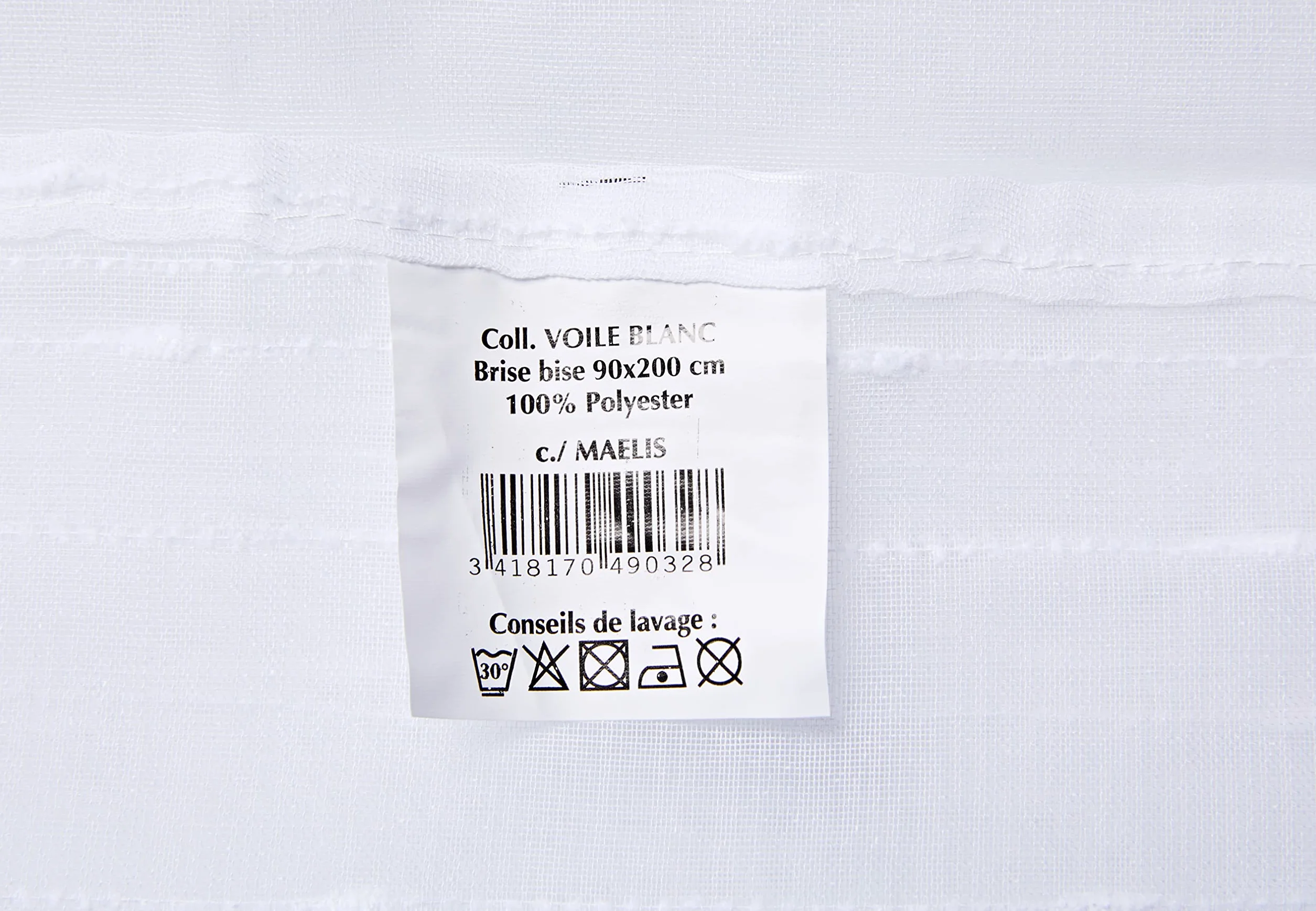 Soleil d'ocre Maelis Brise Bise Polyester Blanc 90x200 cm