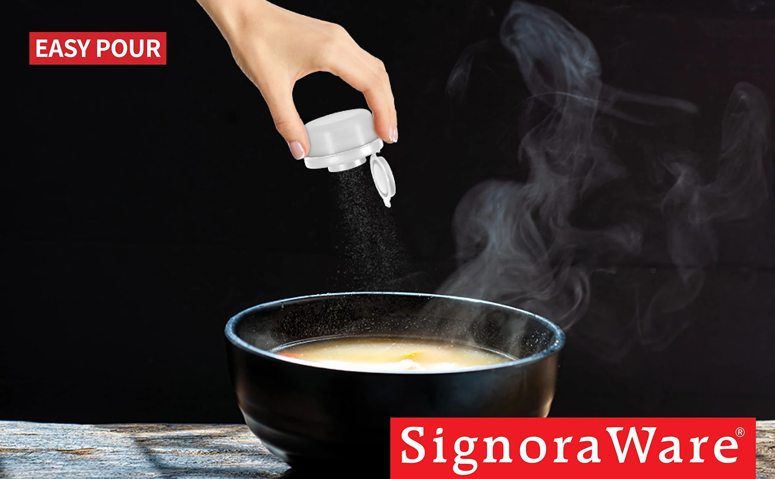SIGNORAWARE Lot de 2 salières et poivrières étanches camping pique-nique extérieur cuisine voyage ensemble épices transparent couvercles rouges