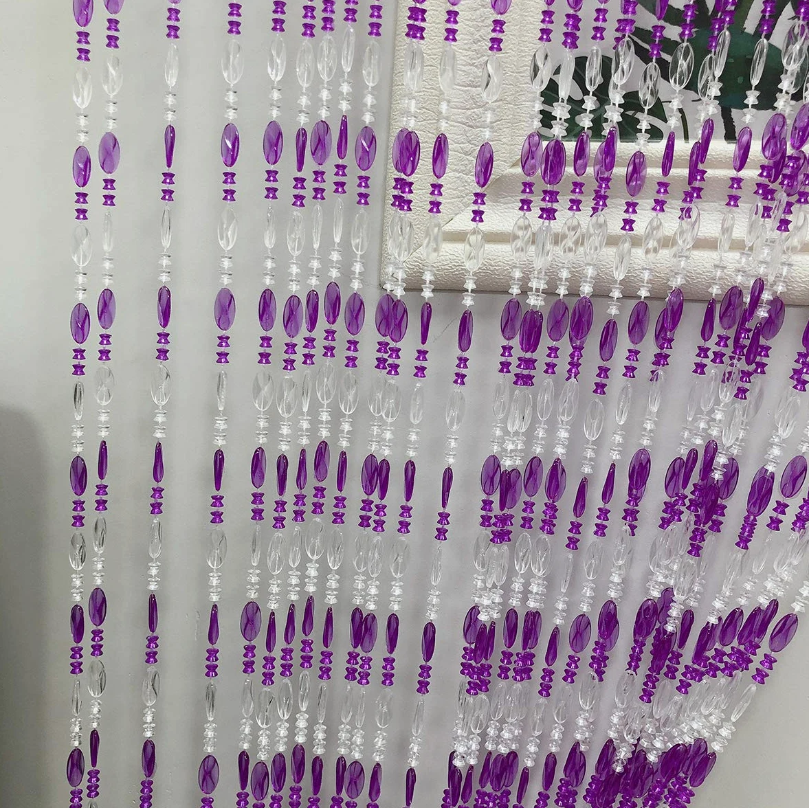 ZiDeTang Rideau de porte avec perles en acrylique - Décoration d'intérieur - Rideau de séparation de pièce (violet, 300 cm x 250 cm)