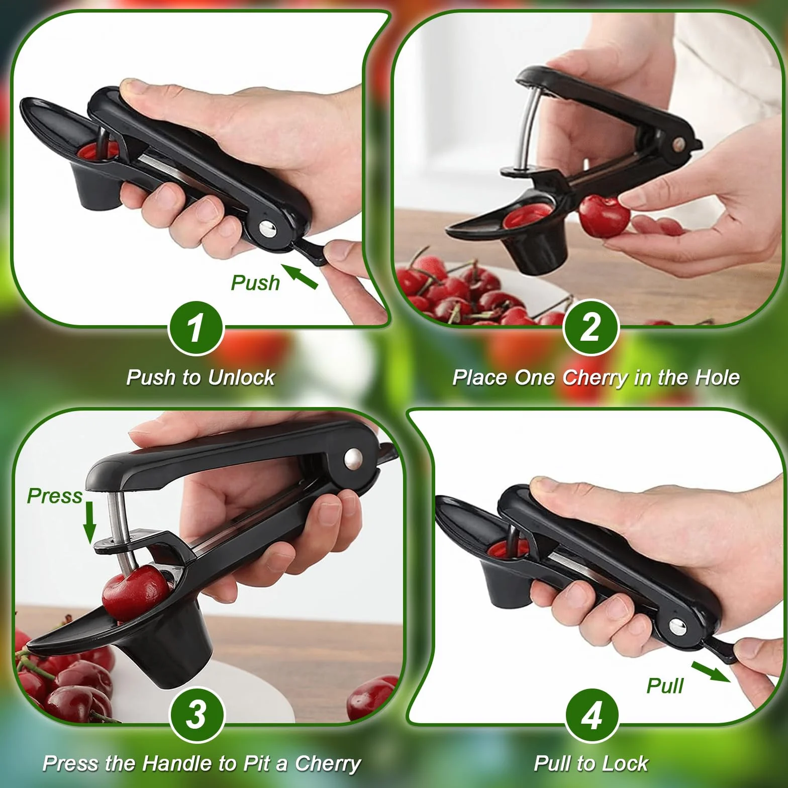Dénoyauteur de cerises manuel - Dénoyauteur à fruits, prunes et baies - Noir