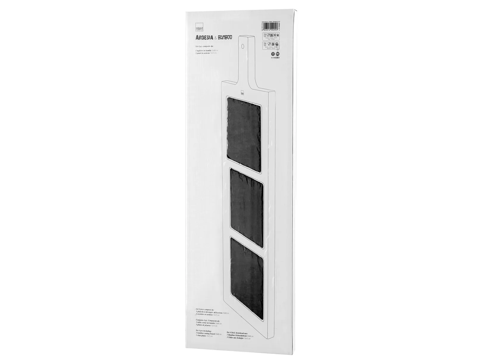 H&H tagliere 1 manico Ardesia & Bamboo cm20x66