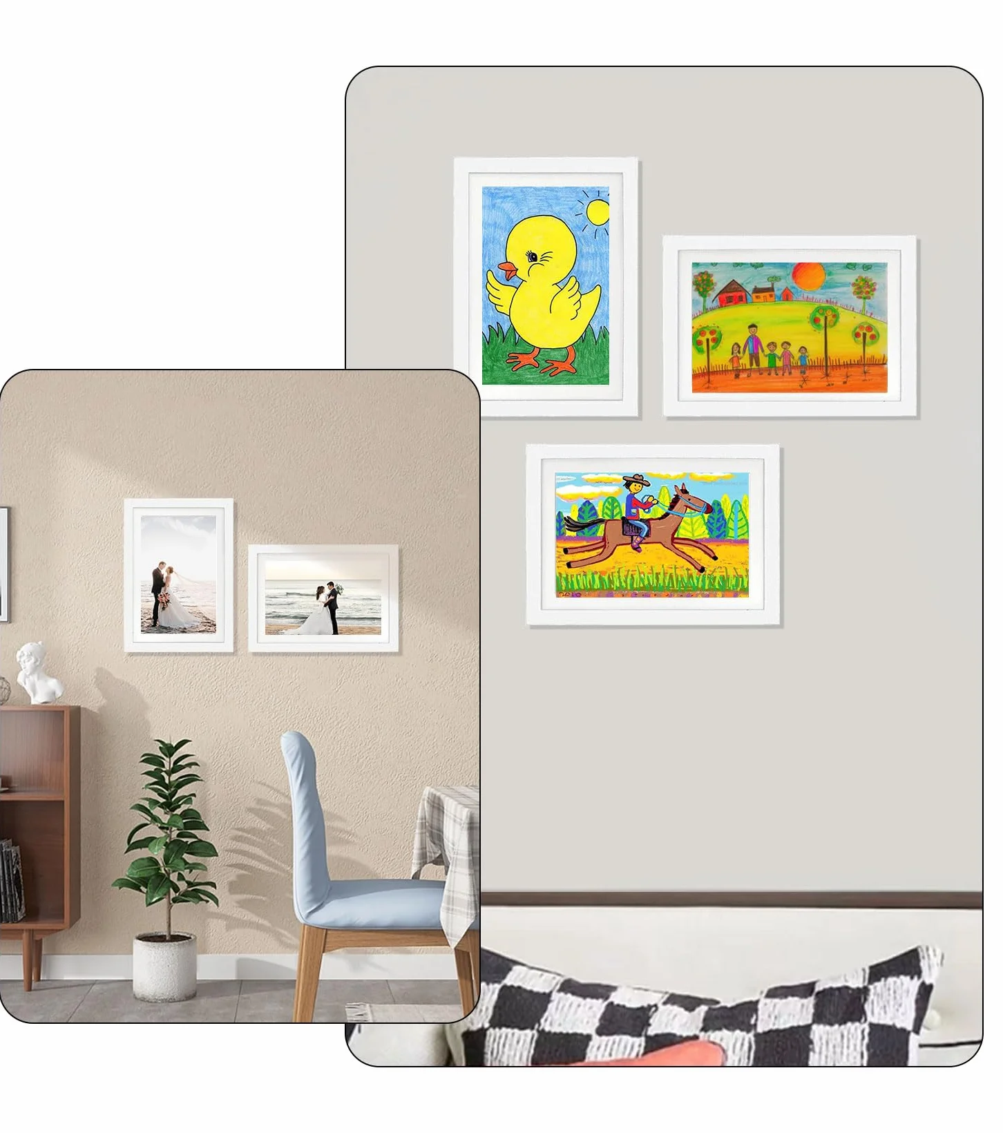 Cadres photo d'art pour enfants Format A4 Charnières en bois Remplissables Ouverture avant