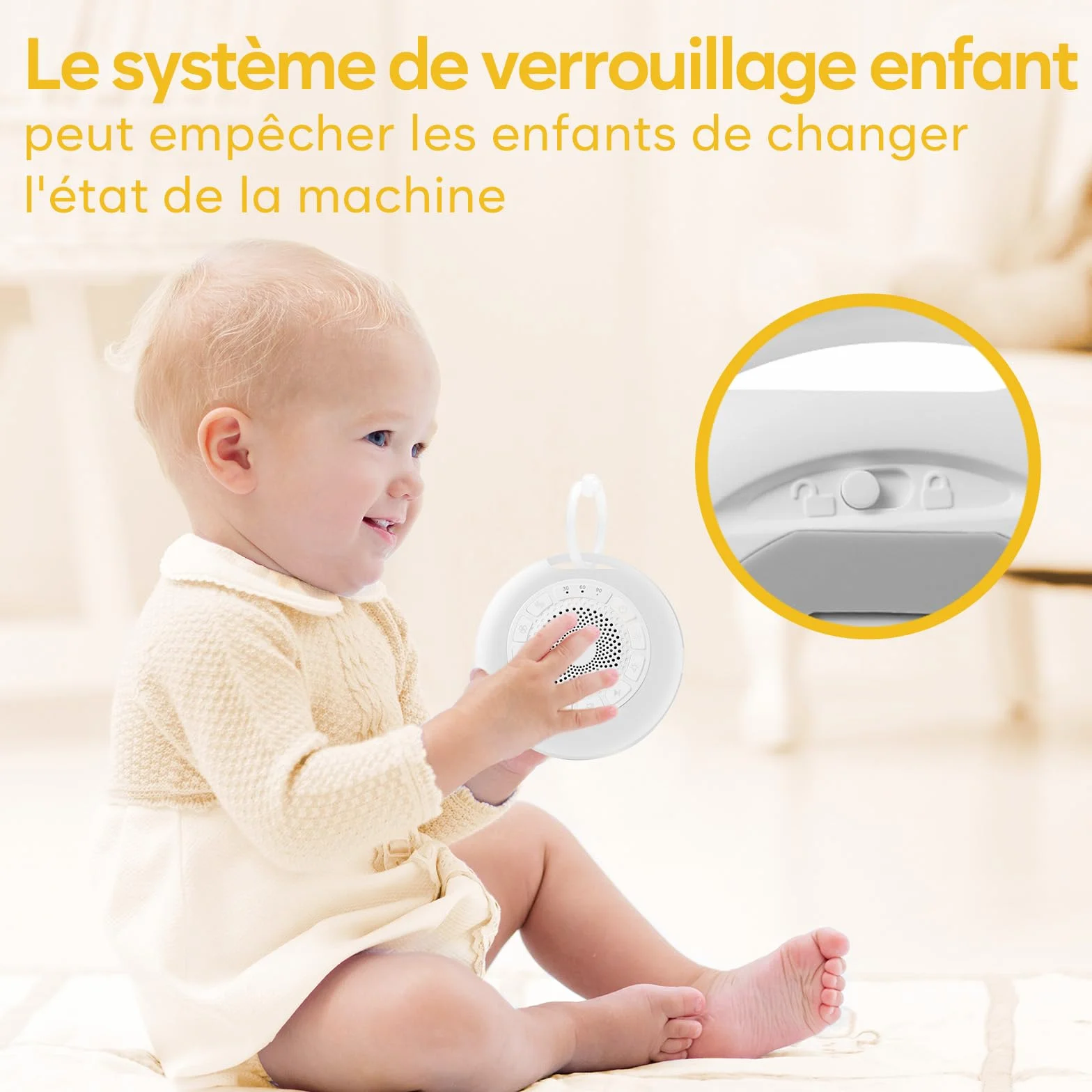 Easy@Home Machine à Bruit Blanc Portable pour Bébé 26 Sons Apaisants avec Veilleuse 3 Modes 7 Couleurs Minuterie USB