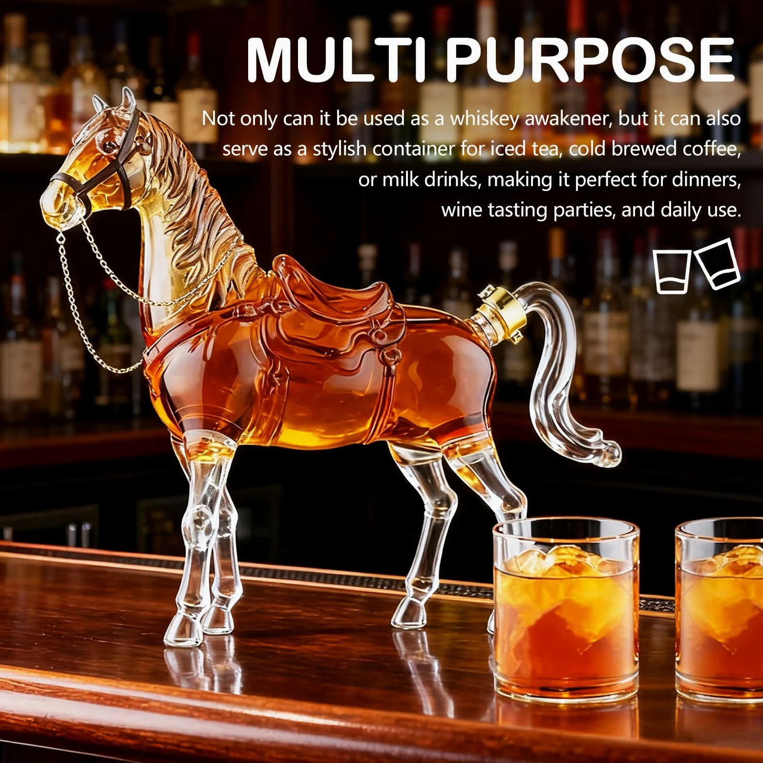 Carafe à Whisky, Coffret Cadeau Whisky Pour Homme Carafe à Whisky En Forme De Cheval Avec 2 Verres à Liqueur Coffret Cadeau Original Pour Homme Papa Mari Petit Ami
