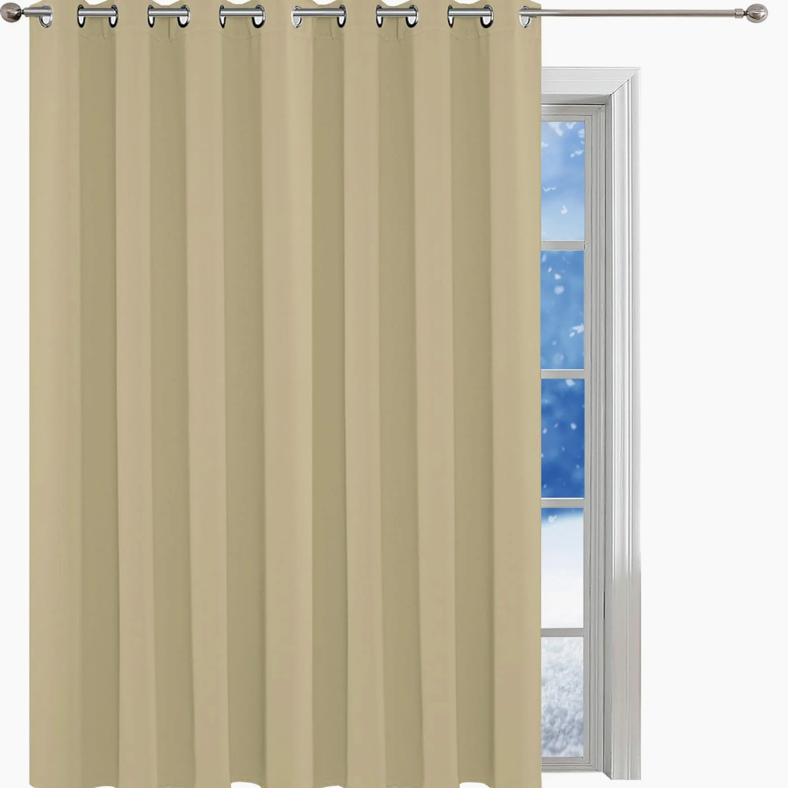 LONGCAO Rideau Occultant 250 x 210 cm Tenture Opaque à Oeillets Isolation Lumiere UV Decoration Lot de 1 Rideau Occultant pour Chambre Salon, Kaki