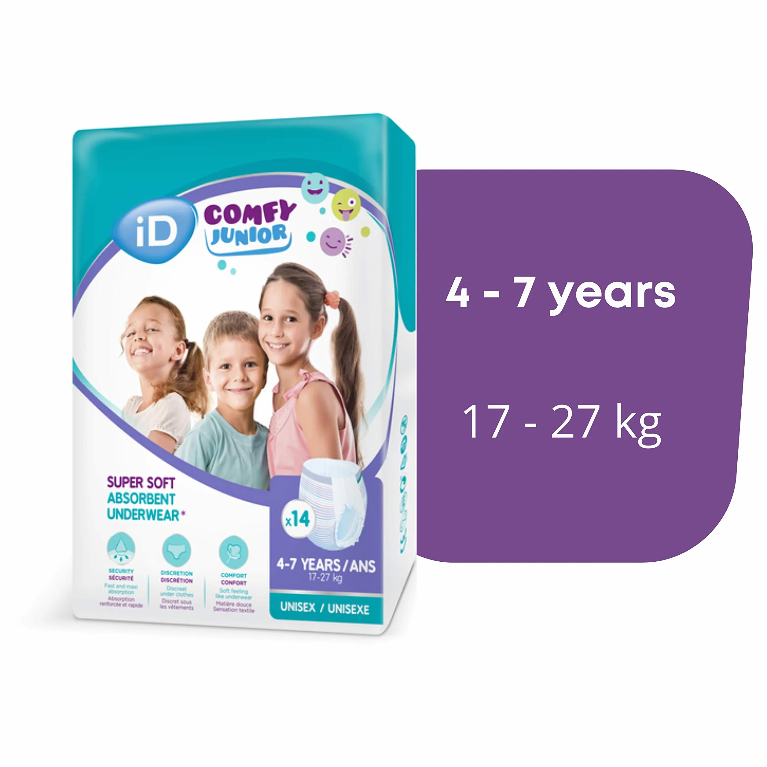 iD Comfy Junior Pants Sous-vêtements absorbants enfants 4-7 ans