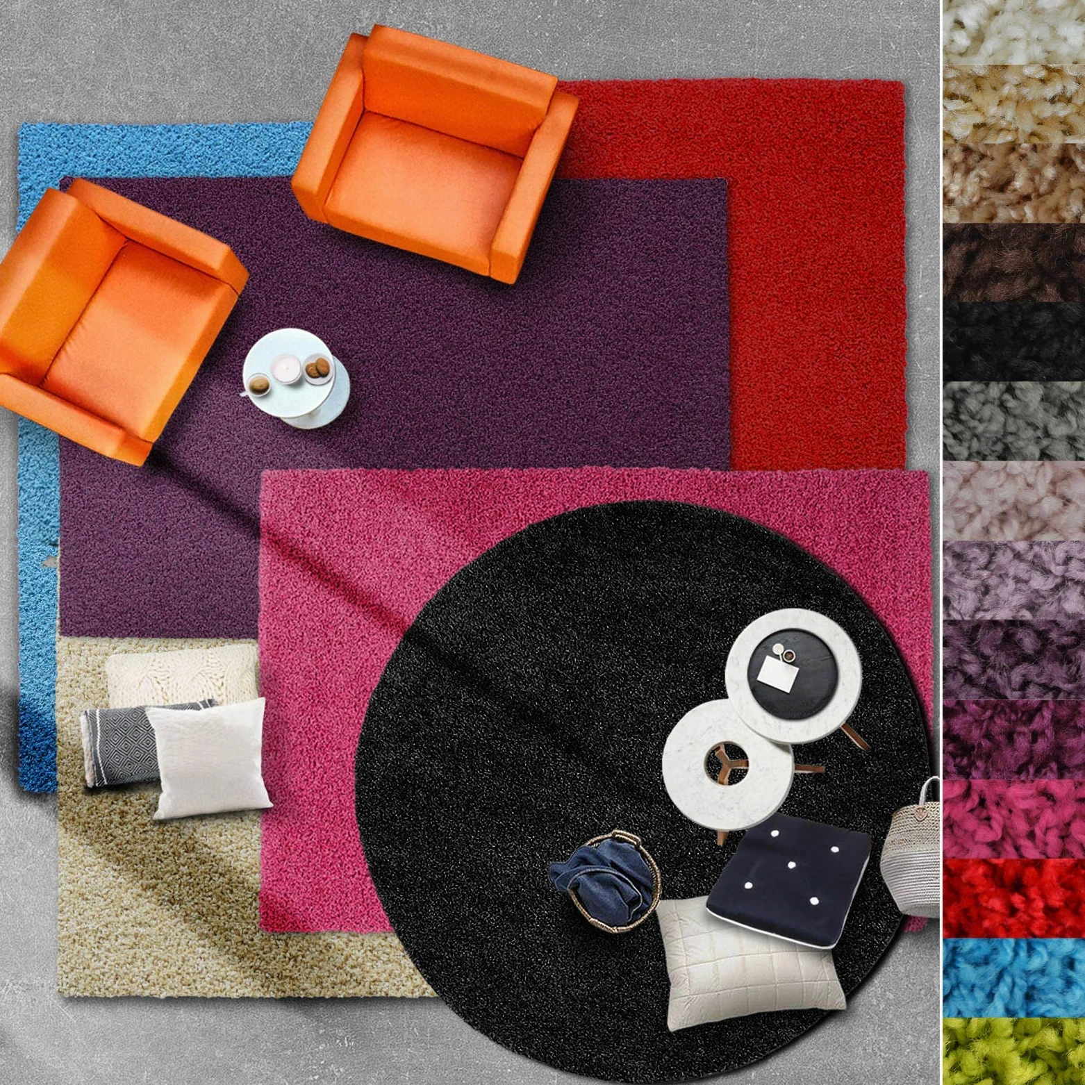 Casa Pura - Tapis Shaggy à Poil Long - Doux et épais - Qualité Allemande - Grand pour Salon, Couloir et Chambre - Barcelona, 200x300 cm, Gris
