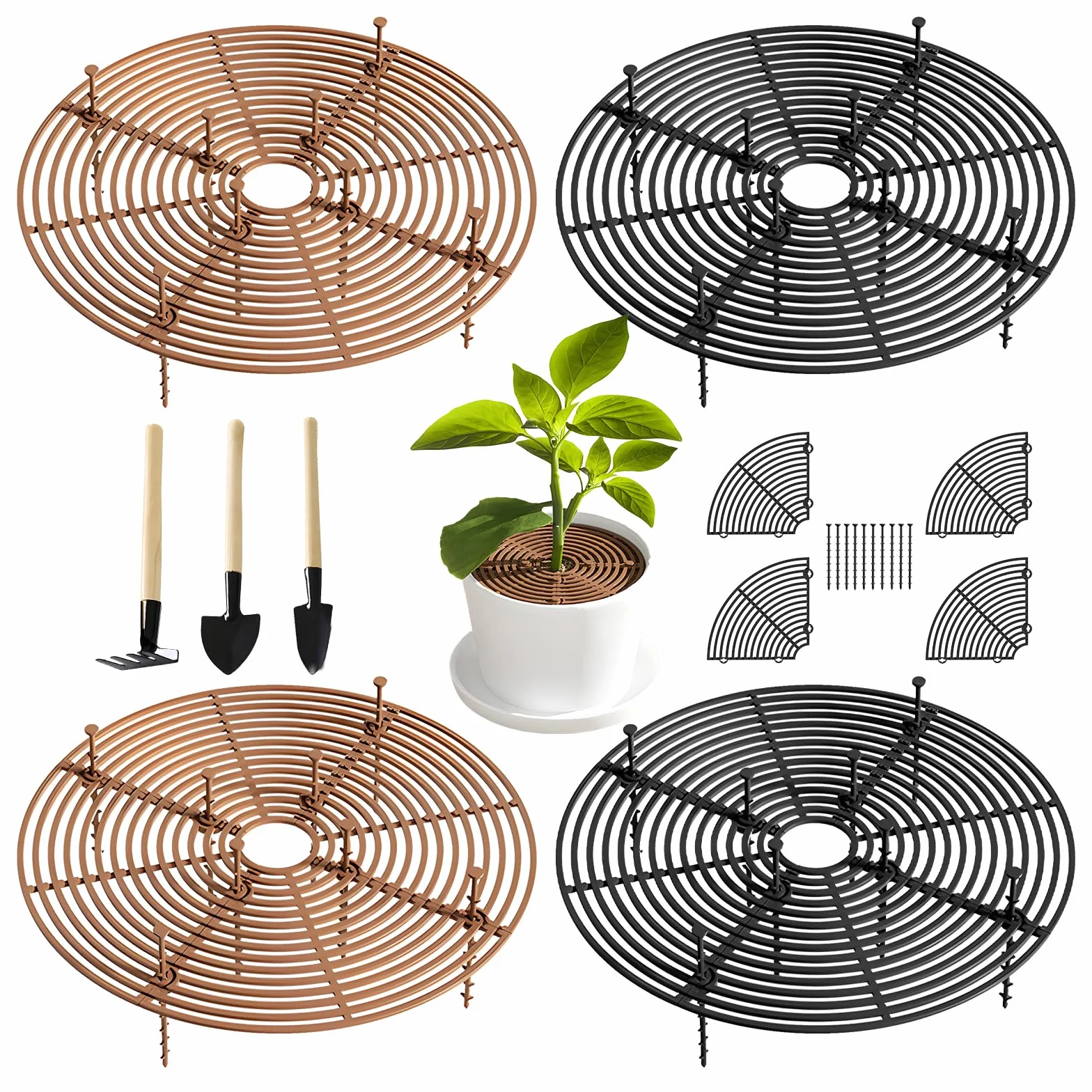 Joycabin Lot de 4 Grilles de Protection pour Pot de Fleurs 30 cm Protection Plantes Chat Enfants Animaux