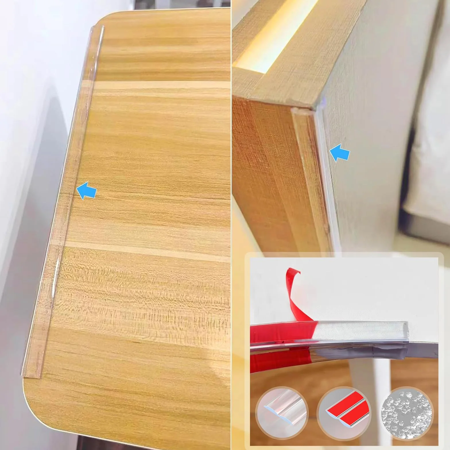 Protection transparente des angles en silicone 4 mètres, protection bords doux pour enfants, autocollant anti-coins tranchants pour meubles