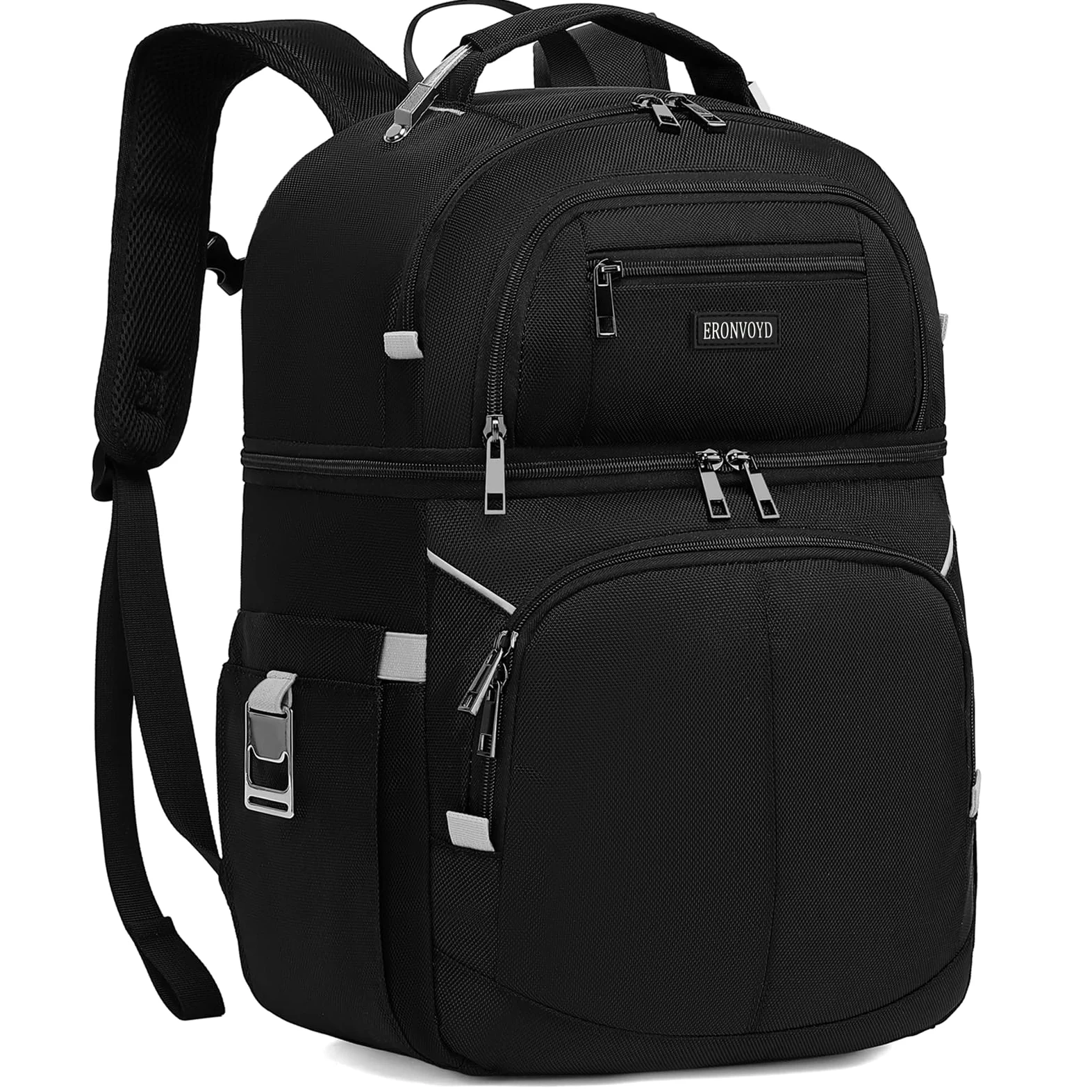 Sac à dos isotherme, sac à dos isotherme à double étage, sac à dos isotherme pour homme et femme, gris et noir