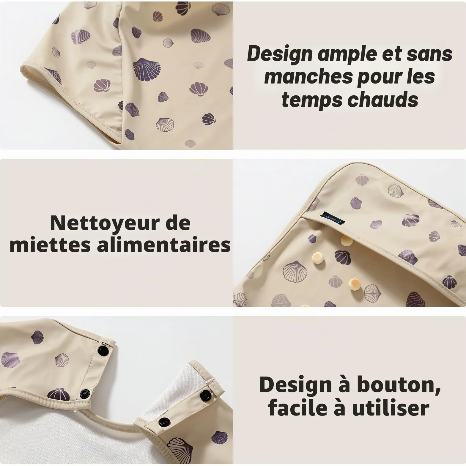 Bavoir de Sevrage à Manches Courtes BLW Matériau Doux
