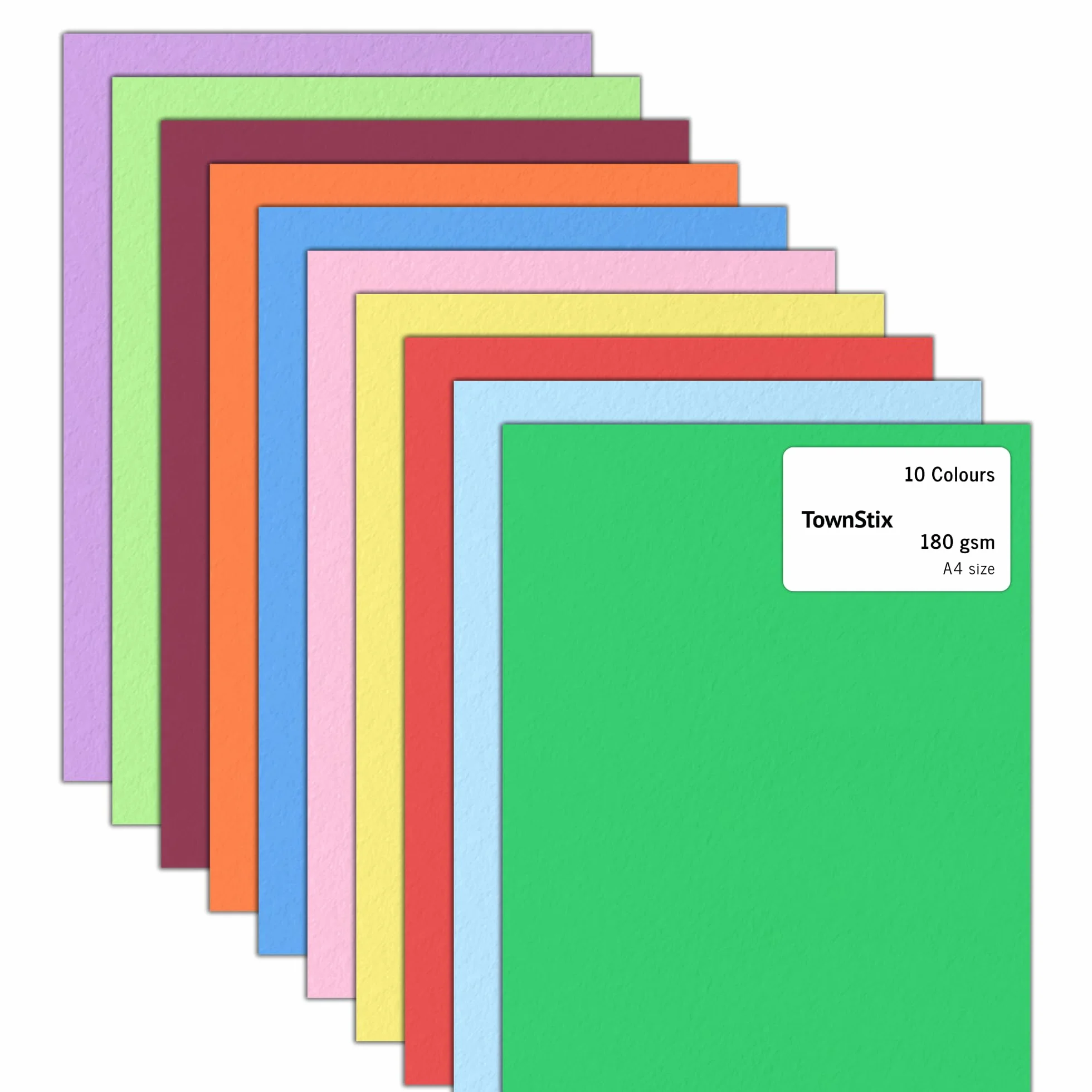 Papier Cartonné A4 180g/m² 60 Pièces 10 Couleurs 297x210 mm