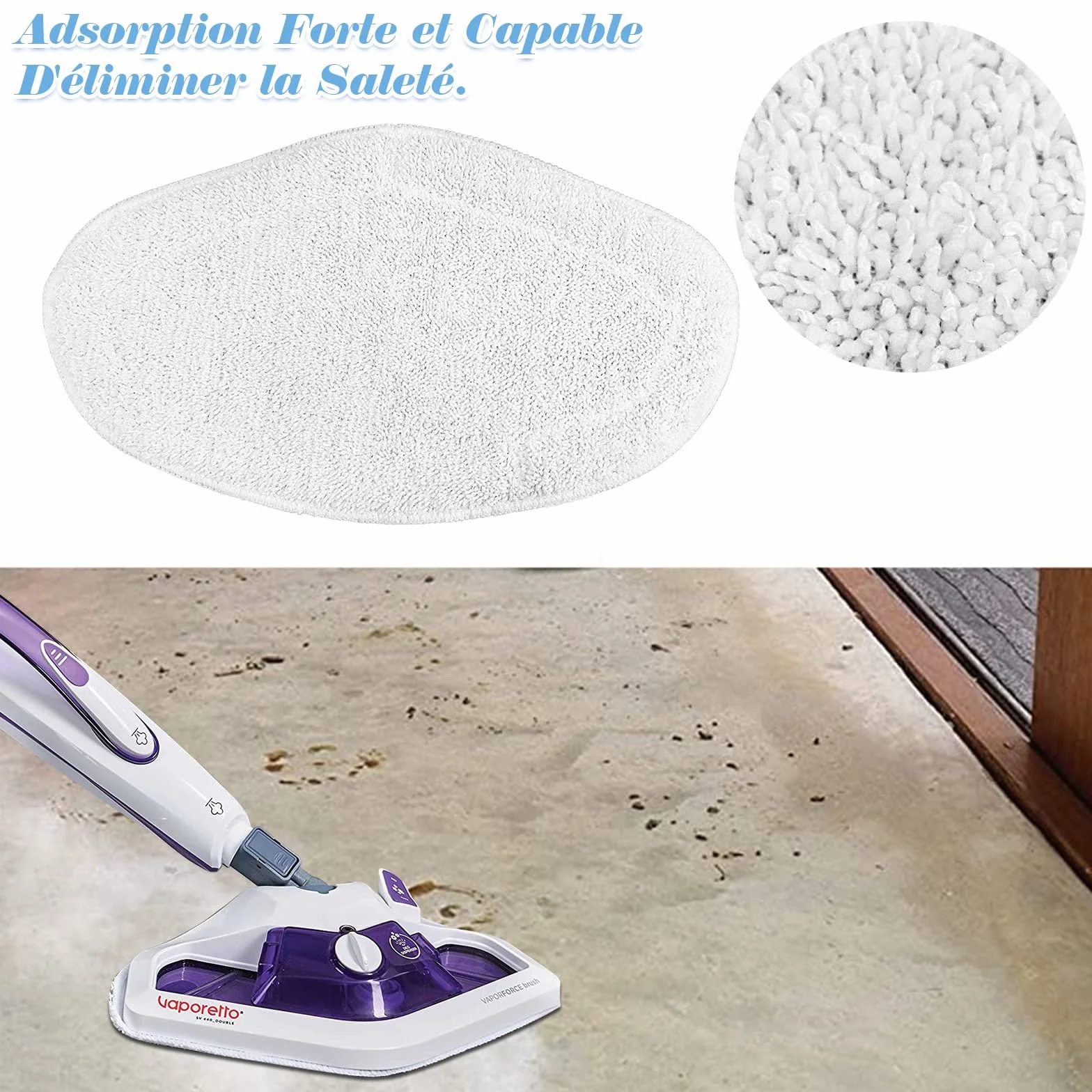 4 Lingettes Reutilisable Rechange Lavables pour Polti Vaporetto Brosse Vaporforce PAEU0332