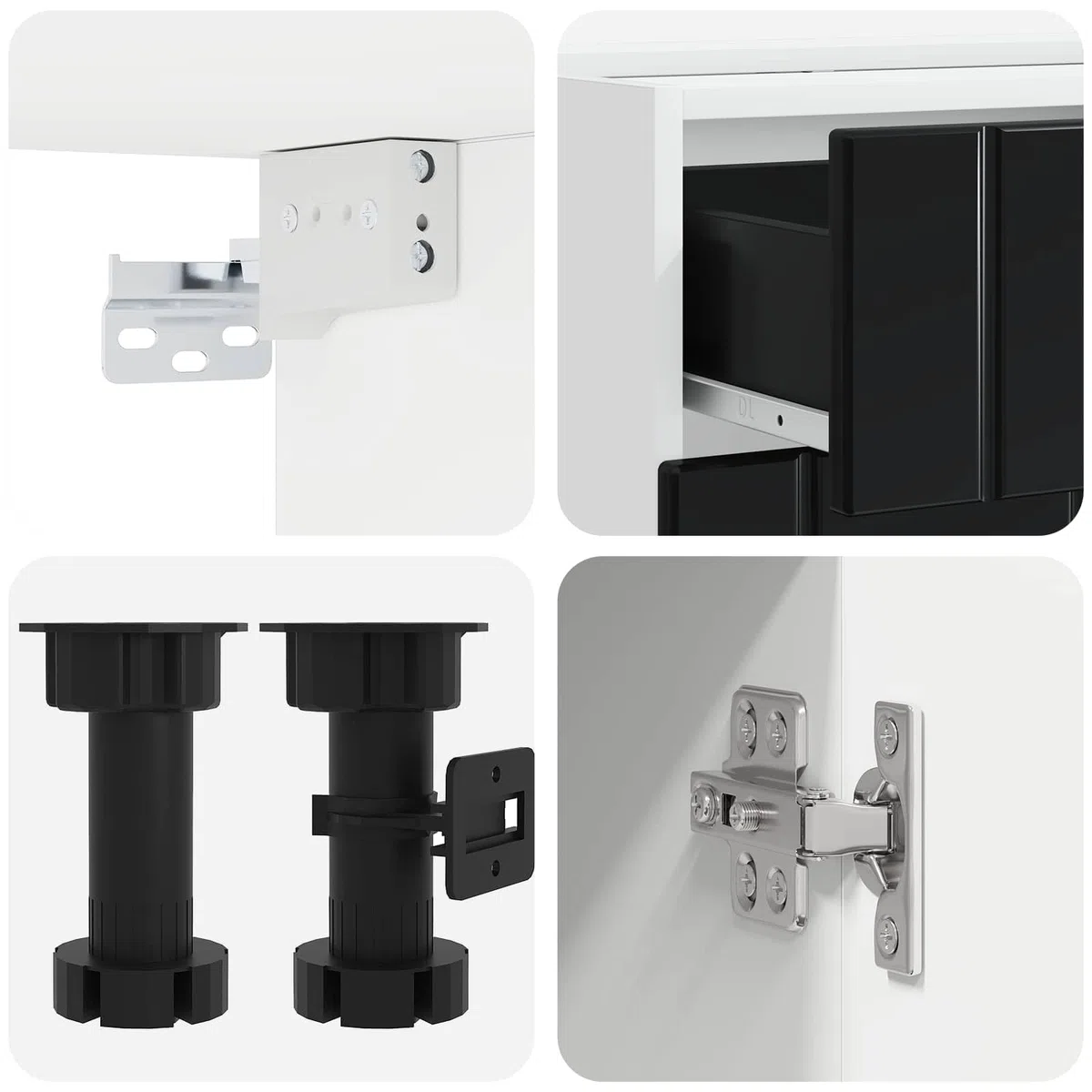 Lucca Lot de 8 armoires de cuisine en bois noir