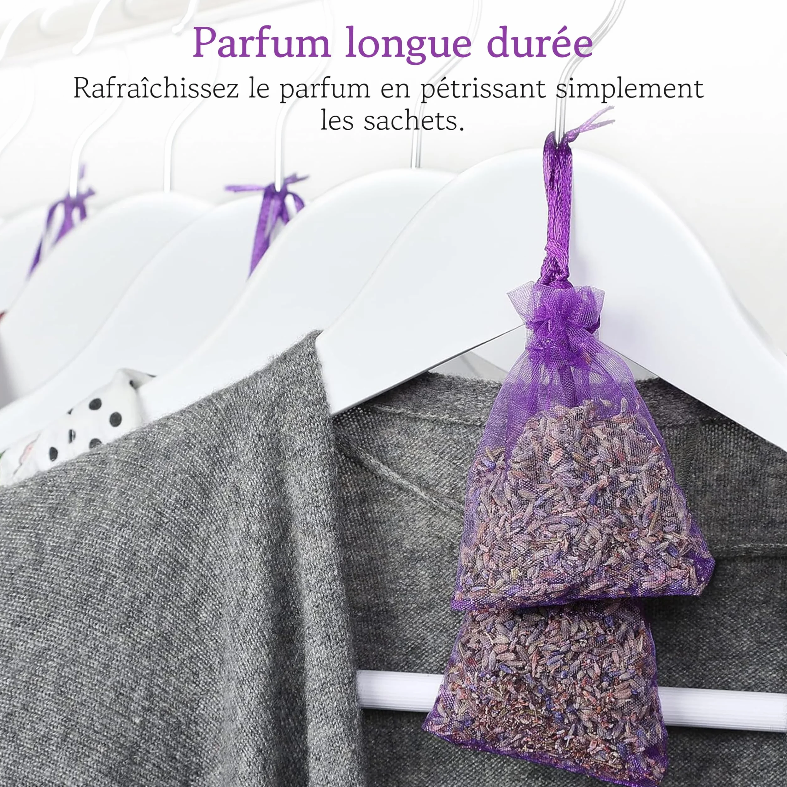 LAVODIA Sachets Parfumés Lavande 20x6g Désodorisant pour Armoire et Voiture