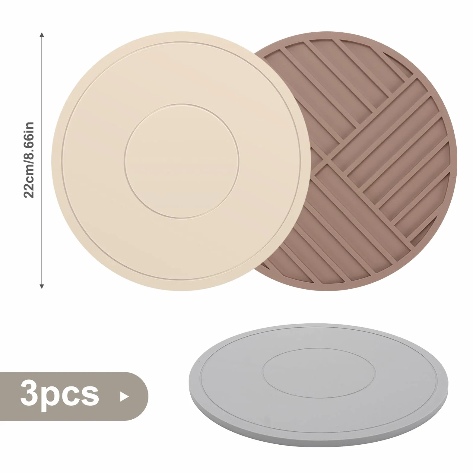 Tapis Silicone Set de Table 3 Pièces Multifonctionnel Dessous de Poêle Résistant à la Chaleur Antidérapant