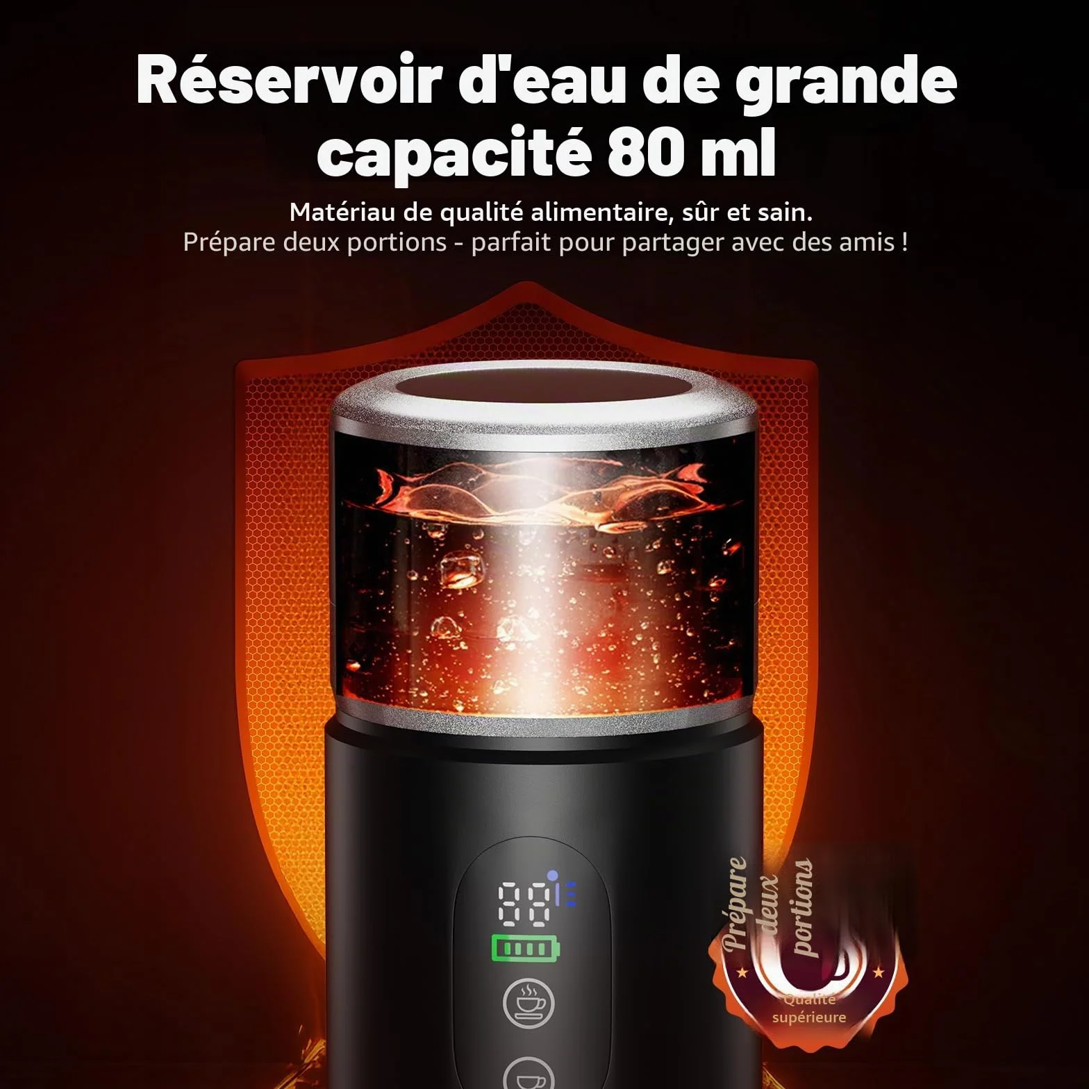 Cafetière Portable 3 en 1,Machine à Café à Capsules Expresso Cafetière Rechargeable avec Batterie 2×7500 mAh,compatible avec Capsules Ness-preso, Dolce-Gusto,pour Camping,Bureau,Voyage