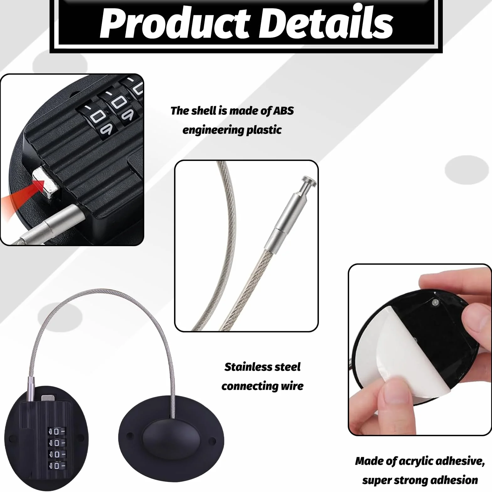 Serrure de Porte de Réfrigérateur pour Sécurité Enfant avec Code à 4 Chiffres, Cadenas Frigo Noir