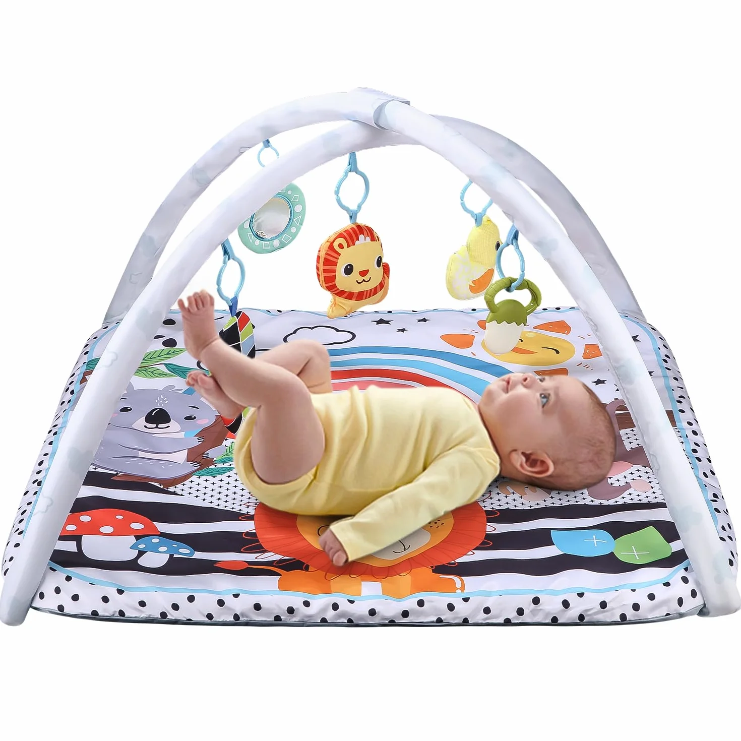 Tapis de Jeu pour bébé 0-6 Mois avec Arche réglable Gymnase développement cognitif
