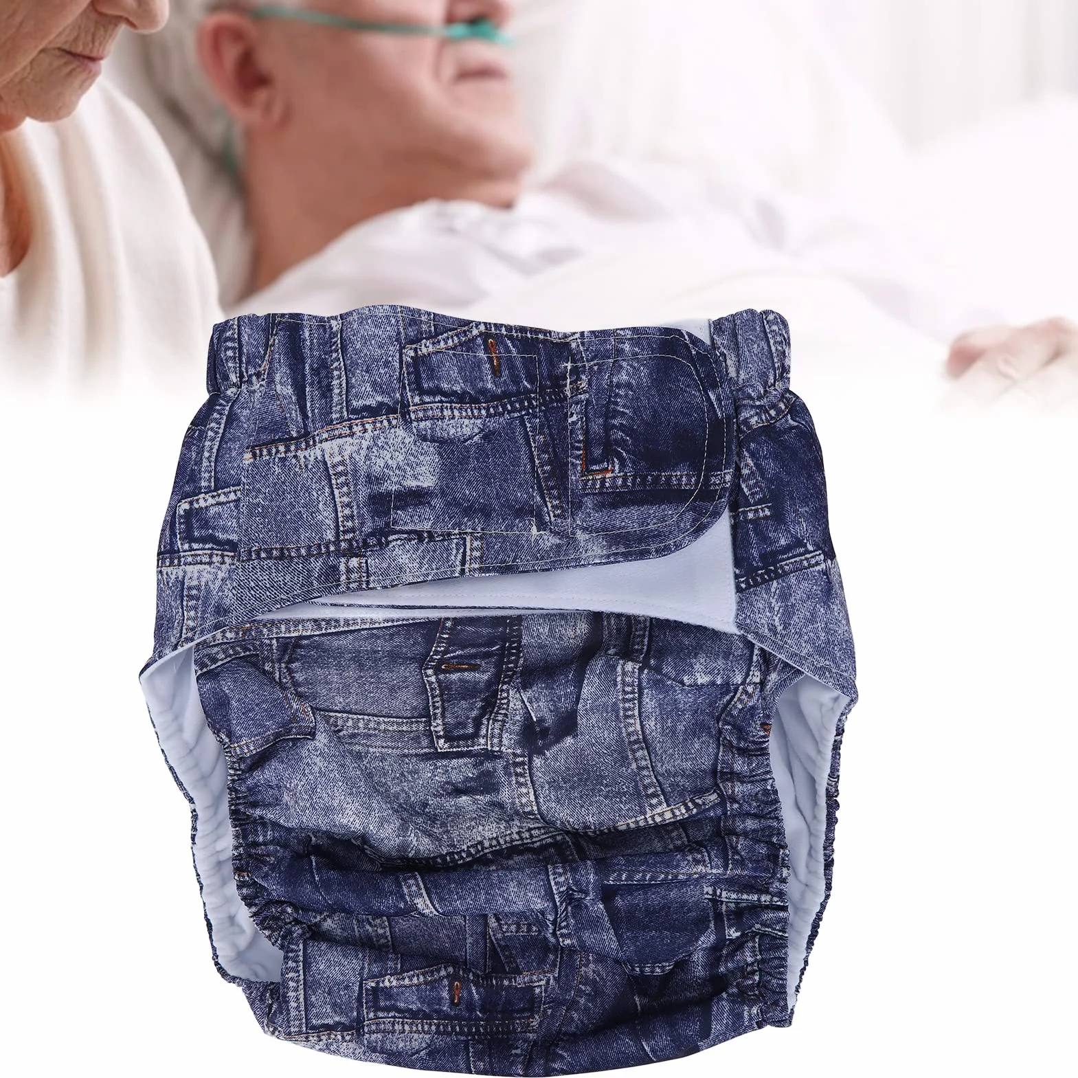 Couche Lavable Réutilisable pour Adultes, Imperméable, Protection Incontinence, Attaches Crochet