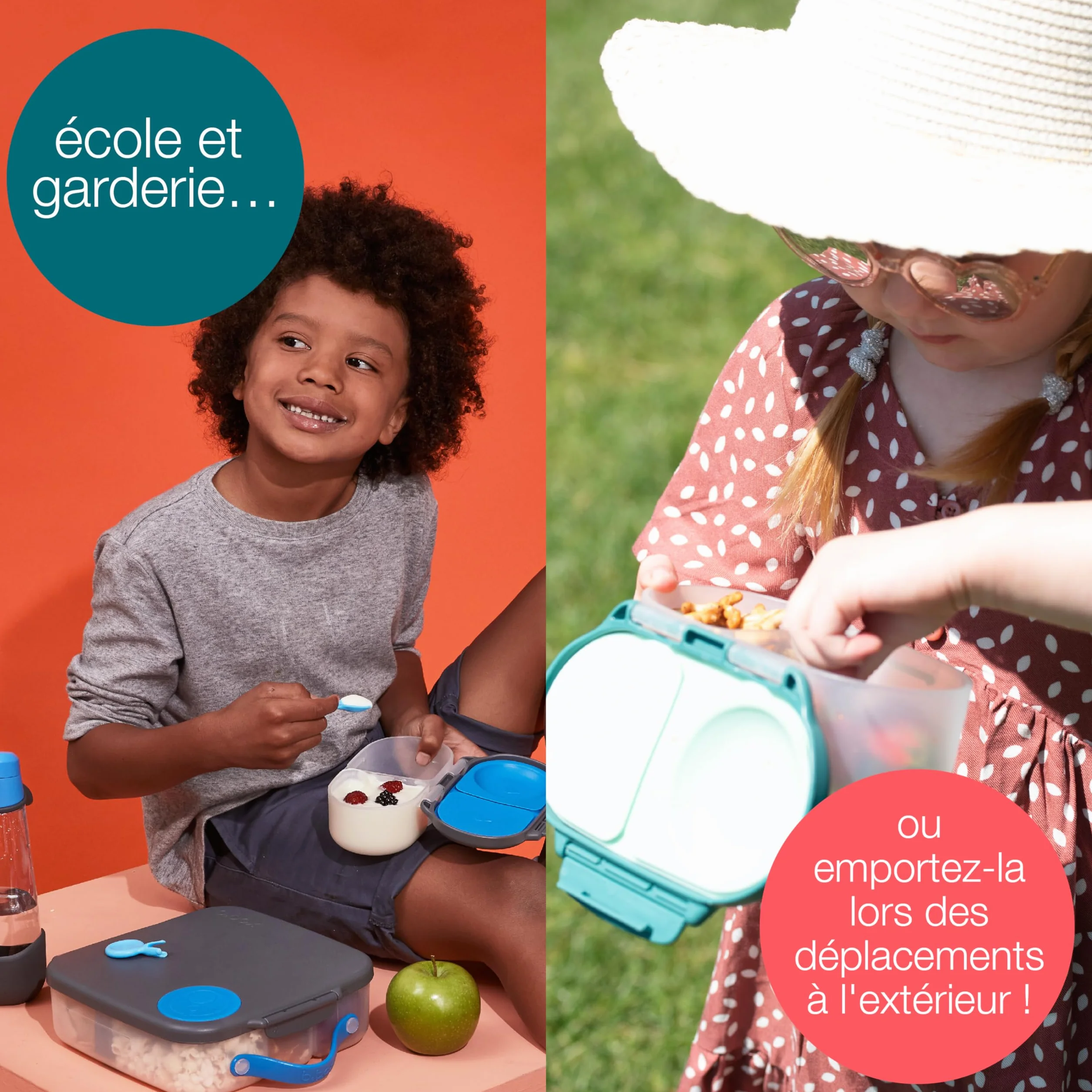 b.box Mini Boîte à Bento 2 Compartiments Étanches Sans BPA