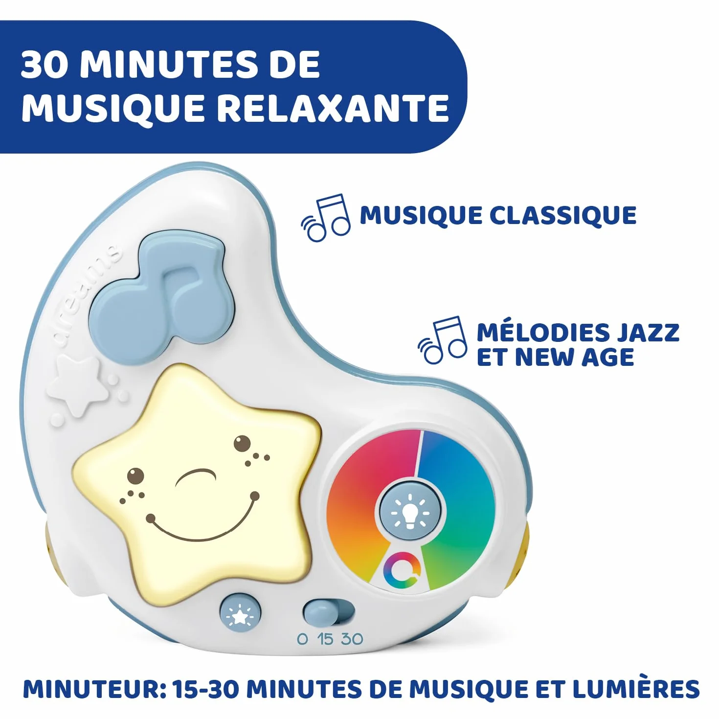 Chicco Tapis d'Éveil 3 en 1 Gym Électronique Multifonction avec Projecteur d'Étoiles, Veilleuse et Musique Relaxante - Bleu