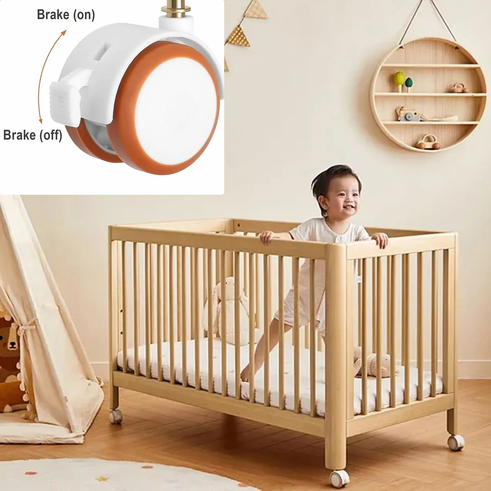 Roulettes pour Lits et Meubles d'Enfant 4 Pièces Blanc