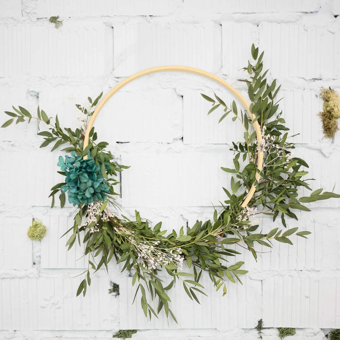 Anneaux en Bambou Naturel 30 cm Décoration Mariage Cercle Bois Couronne Murale Fête Bohème