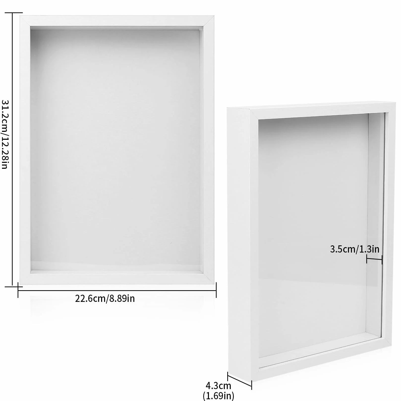 Cadre Photo 3D A4 3,5 cm Profondeur avec Plaque Acrylique Transparente pour Médailles Photos, 21x29,7 cm