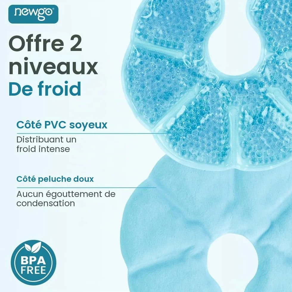 NEWGO Lot de 2 coussinets rafraîchissants 3 en 1 pour allaitement, compresses de refroidissement et chauffage
