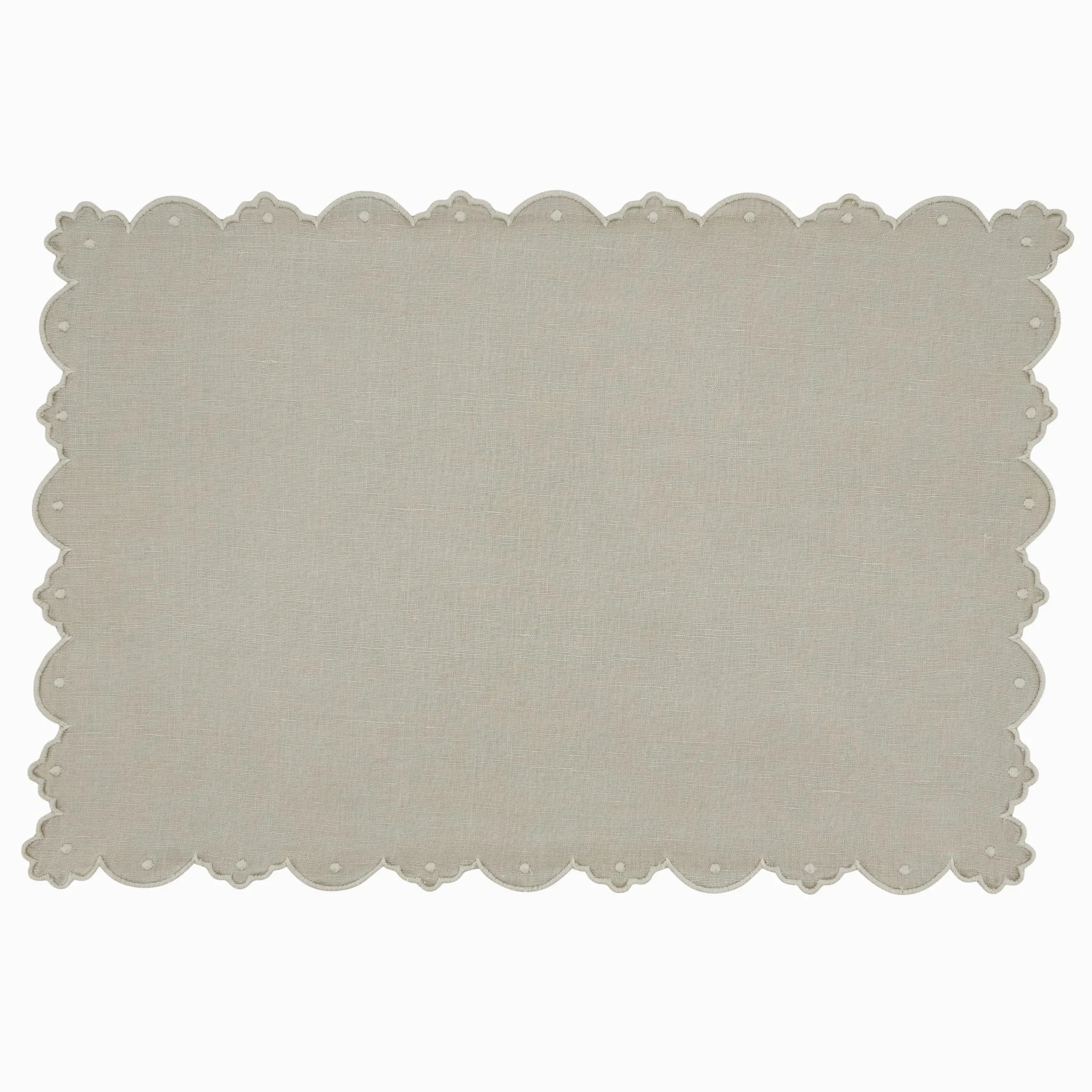 SARO Lifestyle Lot de 4 Sets de Table festonnés brodés en Lin mélangé – Sets de Table Quotidiens pour Salle à Manger décontractée, Tables superposées et décoration de Table intemporelle, 35,6 x 50,8