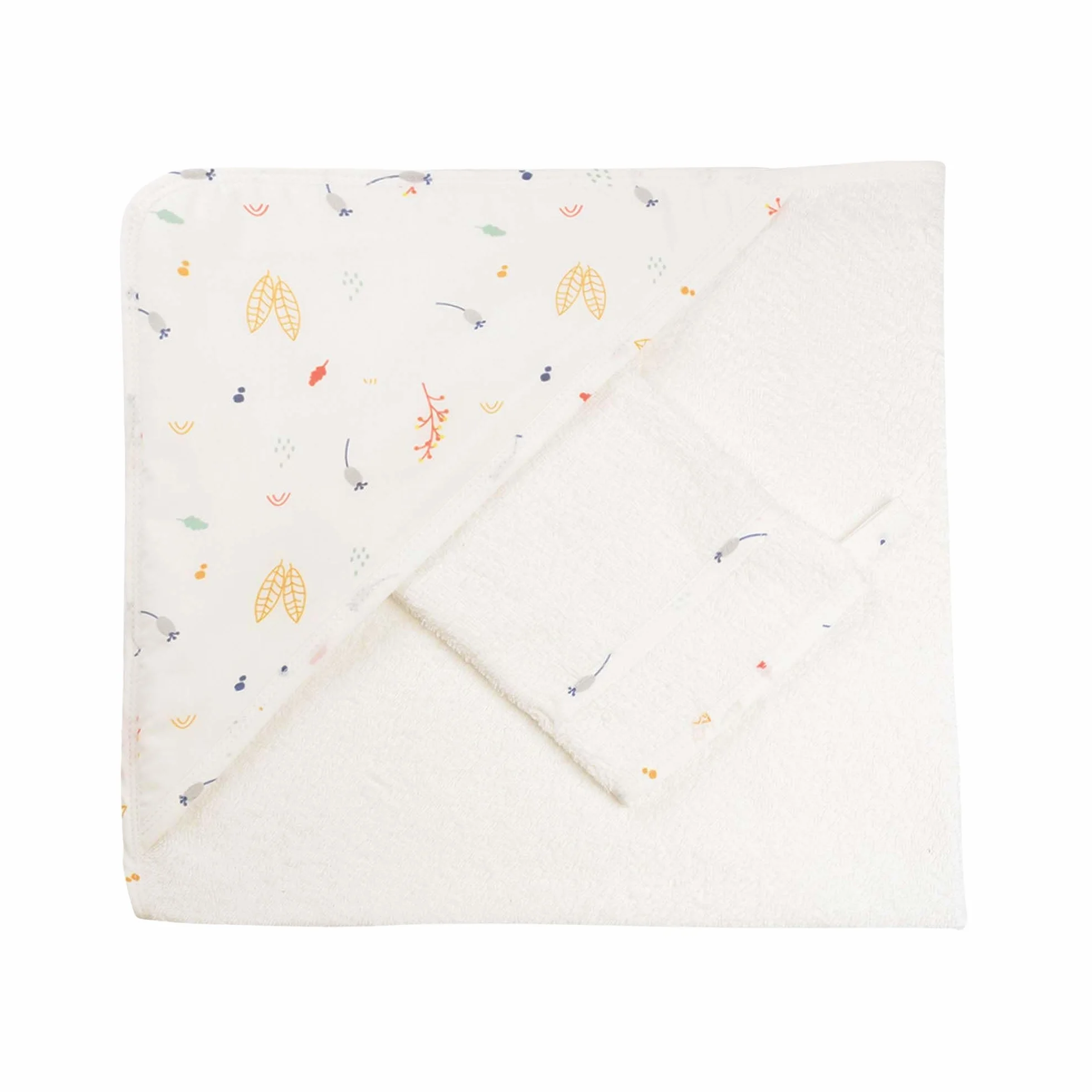 Trois Kilos Sept Set Bain Bébé Forêt Cape à Capuche Gant 100% Coton Oeko-TEX Standard 100 70x70 cm