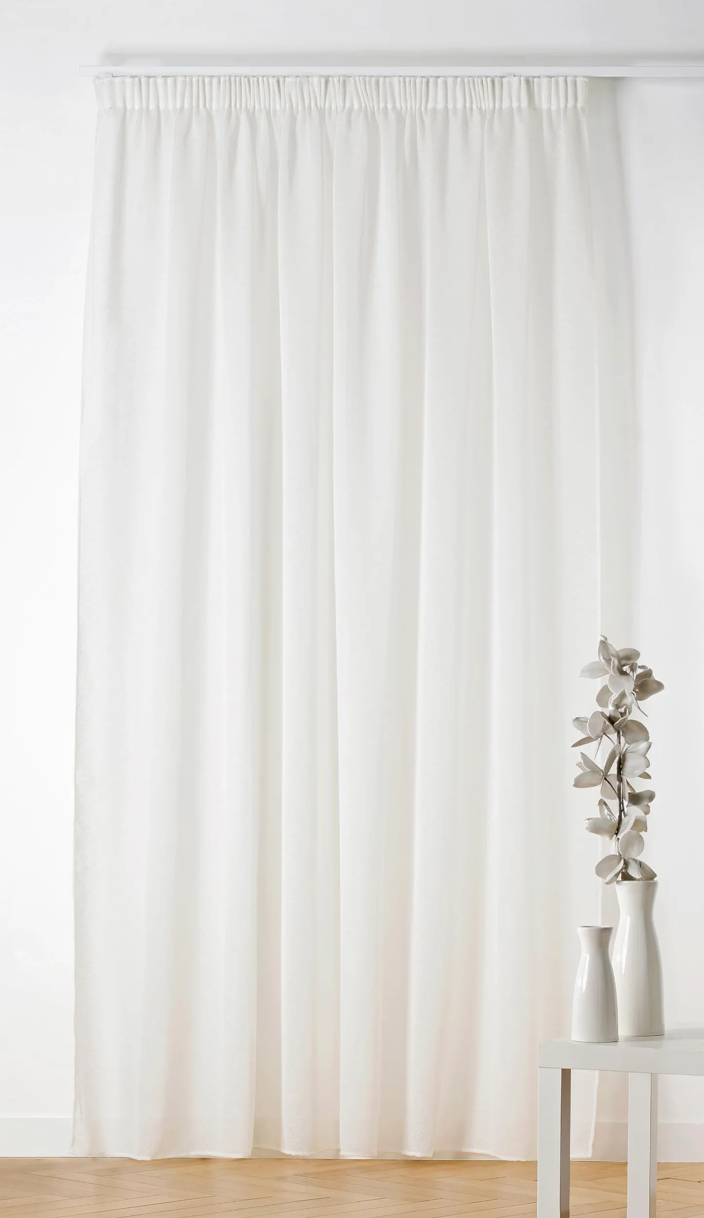 LINDER - Voilage Bouclette - Finition Galon Fronceur - Coloris Écru - Grande Largeur 240x260cm - 100% Polyester - Collection Boucline