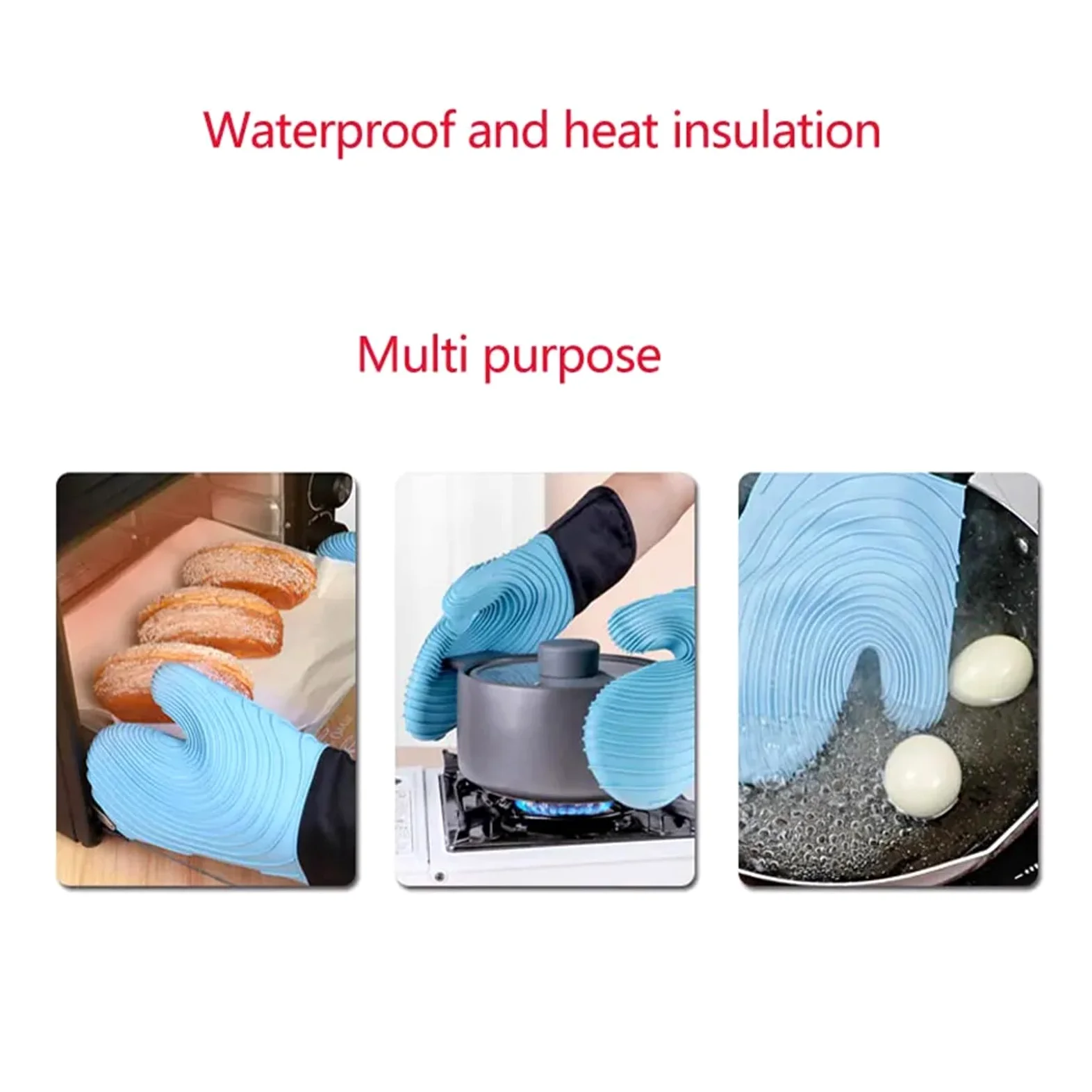 MRKU Gants de Cuisine en Silicone Souple, Extra Longs et résistants à la Chaleur, Parfaits pour Le Four et Les grillades.