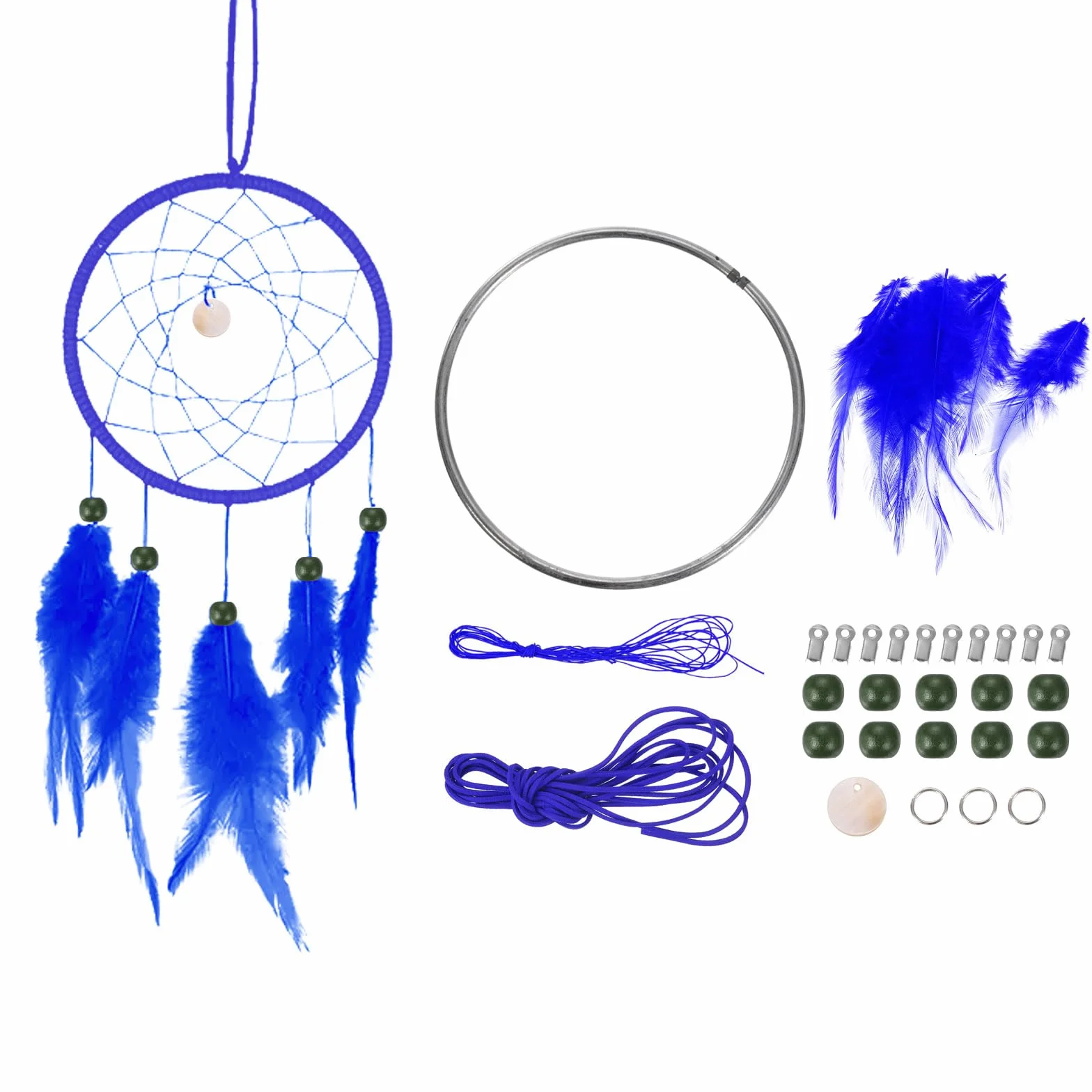 Kit de Fabrication de Capteur de Rêves DIY PATIKIL, Fournitures Suspendu Mural Fait Main, Style 3, Bleu