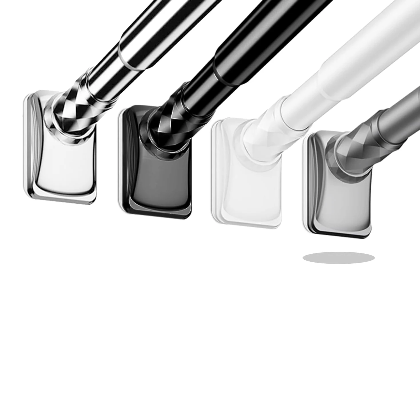 Tringle A Rideaux Extensible Sans Percage 210-300cm 360-450cm 410-500Cm Diamètre 33 Mm Tringle Rideau Extensible Barre Telescopique Pour Salle De Bain Fenêtre Porte, Penderie(Gris,210-300cm)