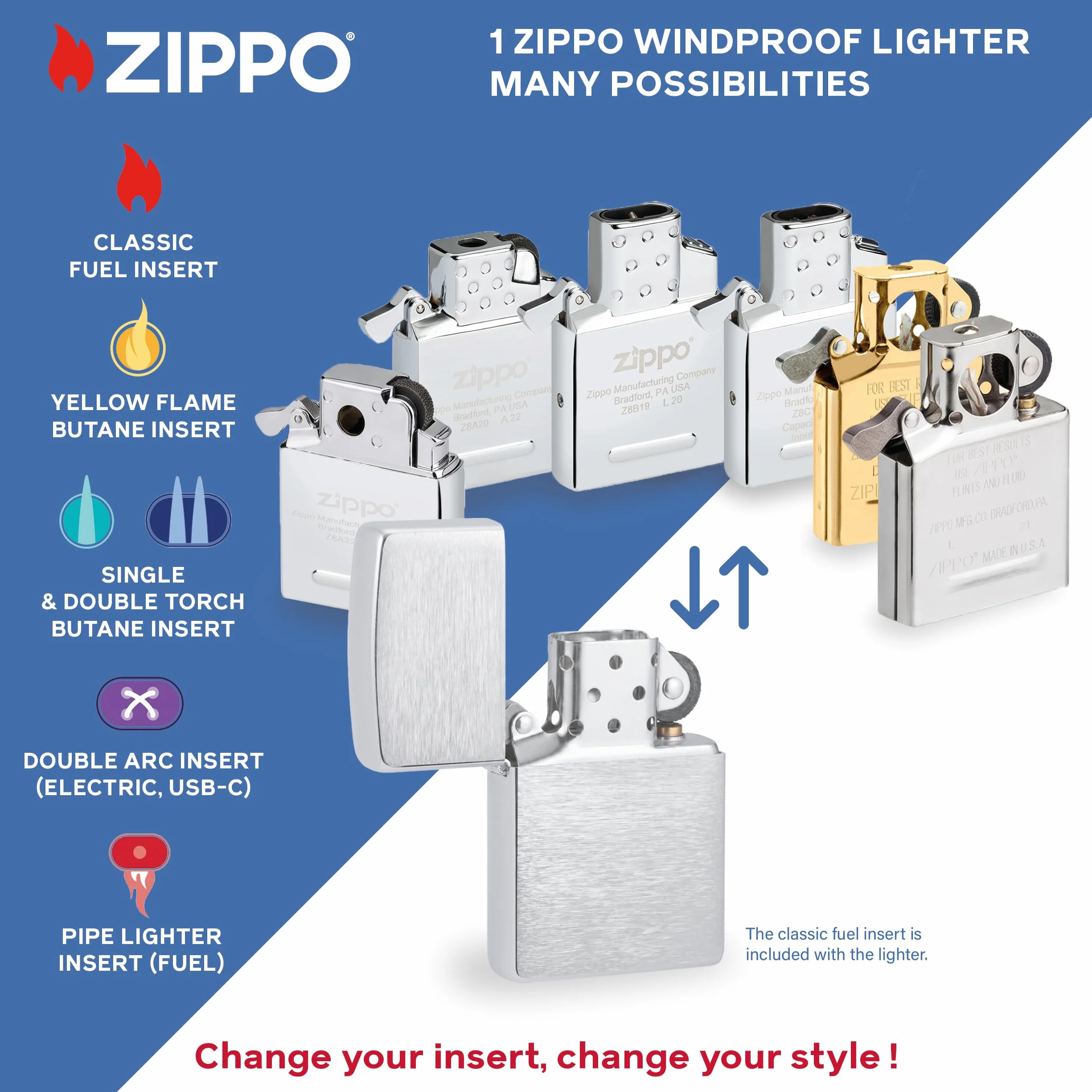 Zippo Briquet Tempête - Modèle Drapeau Suisse - Chrome Brossé avec Color Image - Rechargeable - Réutilisable - Design Coupe-Vent - Coffret Cadeau - Fabriqué aux États-Unis