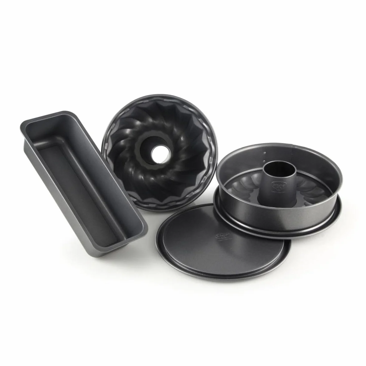 Dr. Oetker Ensemble de 4 Moules à Pâtisserie en Acier Antiadhésif 26 cm | Cuisson maîtrisée, 4 formats utiles, Acier antiadhésif, Cake 30 x 13 x 7,5 cm, Four 230°C