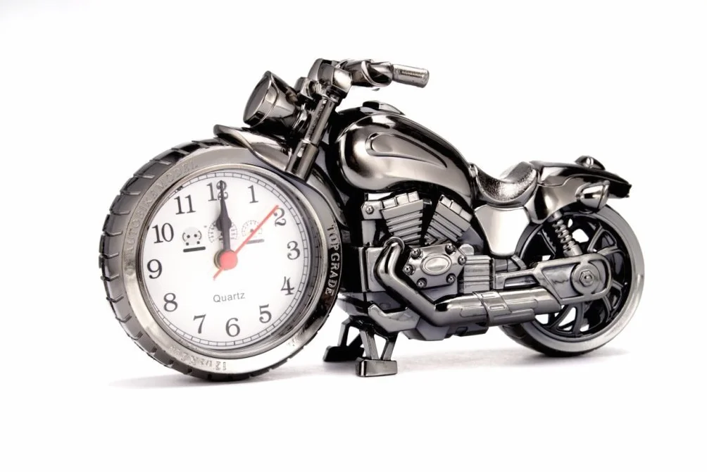 Rétro Moto Style Réveil Table Bureau Horloge Décoration Cadeau
