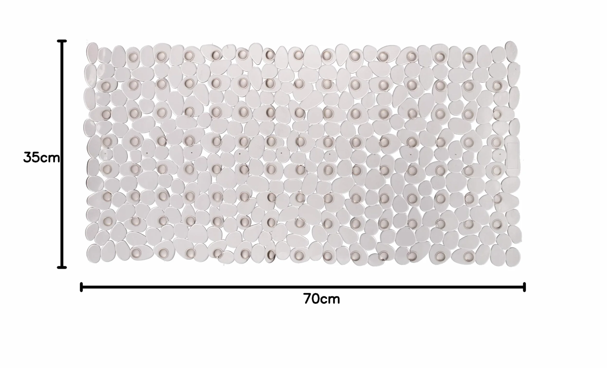 Tapis de Baignoire Anti-Glisse 70 x 35 cm PVC Aspect Pierre Rectangulaire Transparent Gris