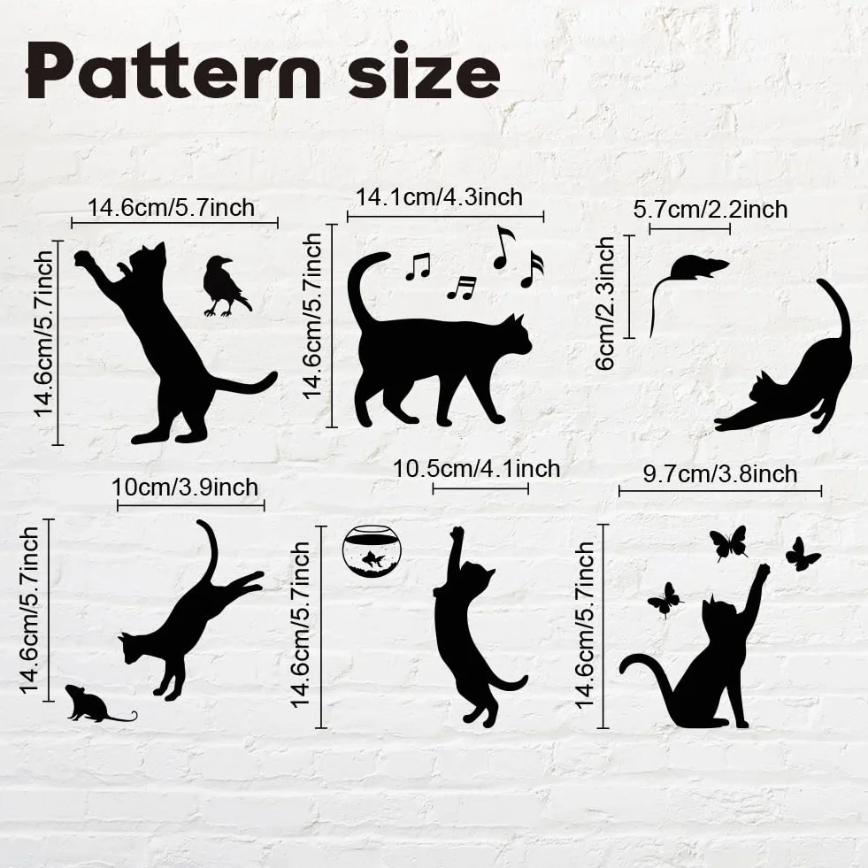 AHANDMAKER Lot de 6 autocollants muraux silhouette chat pour interrupteur prises décoration intérieur