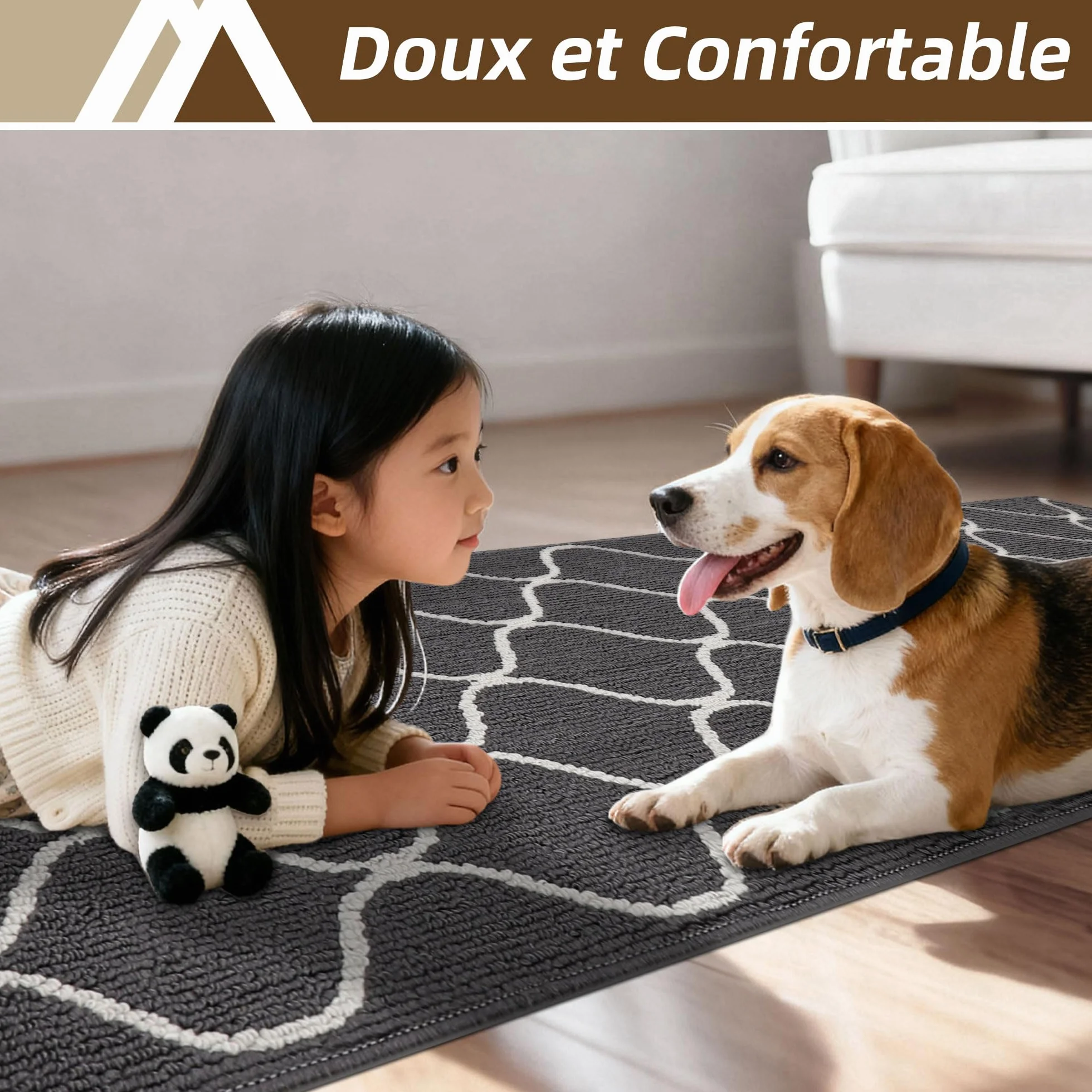 Tapis de Cuisine Antidérapant 60 x 120 cm Devant Evier Gris