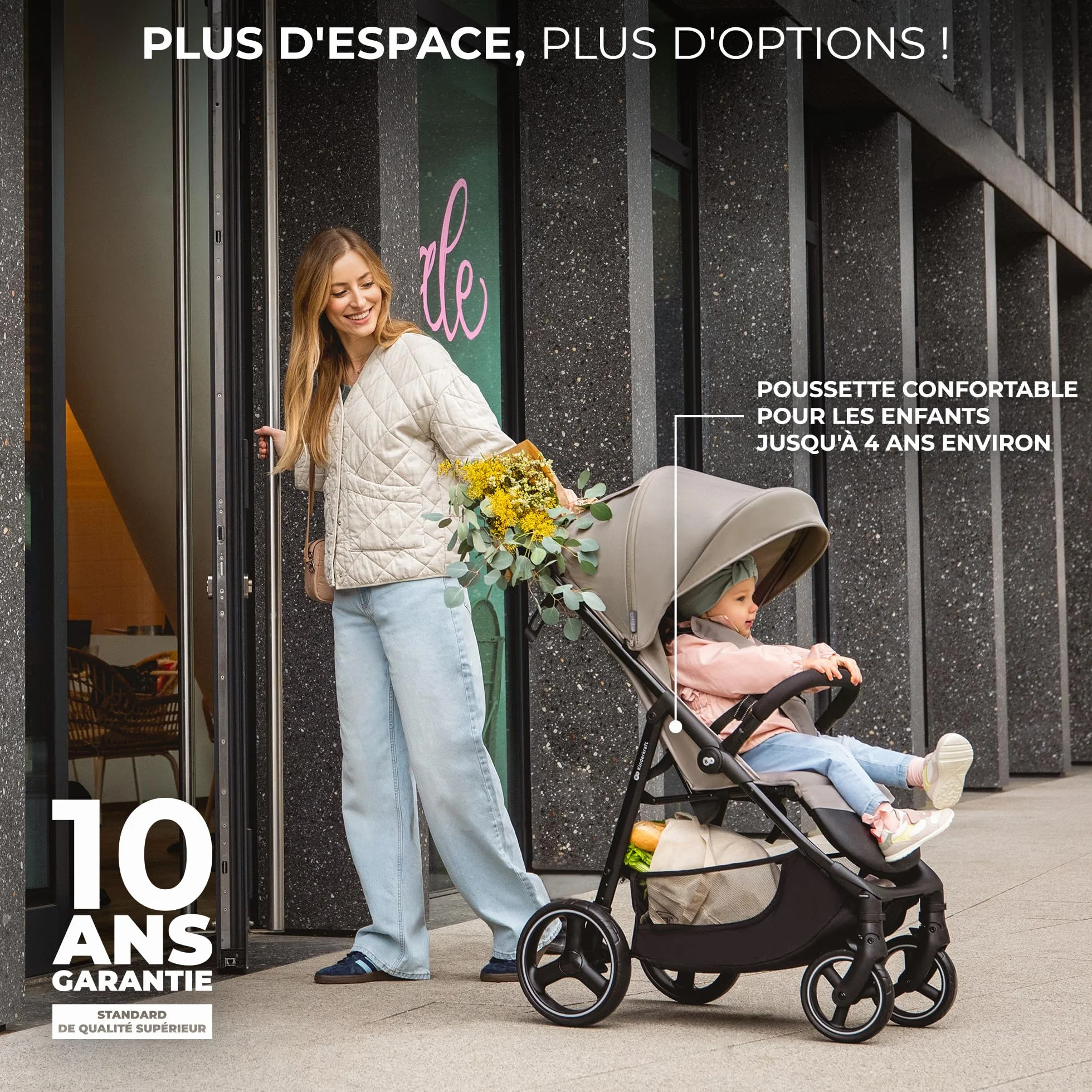 Kinderkraft TRIG 3 Poussette Canne Légère Pliable Noir