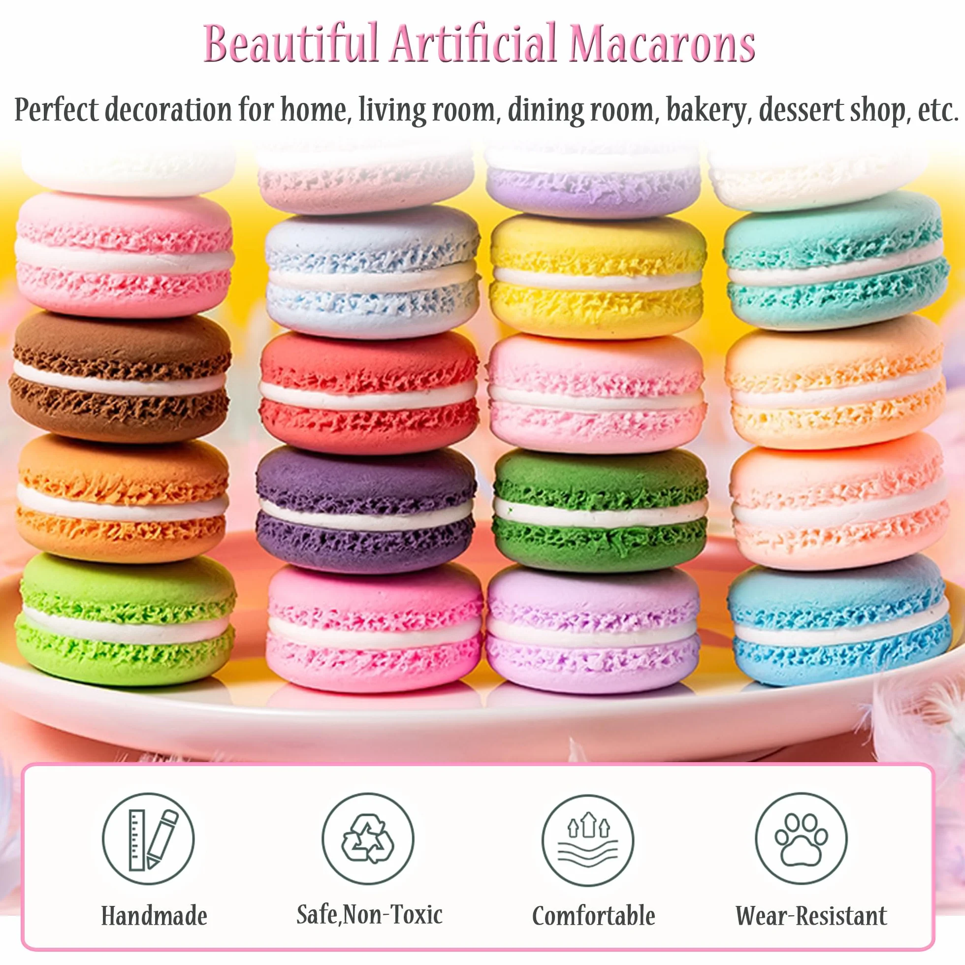 Faux Macaron Artificiel 6 Pièces 5x5x2.5cm Simulation Nourriture Accessoires Photographie